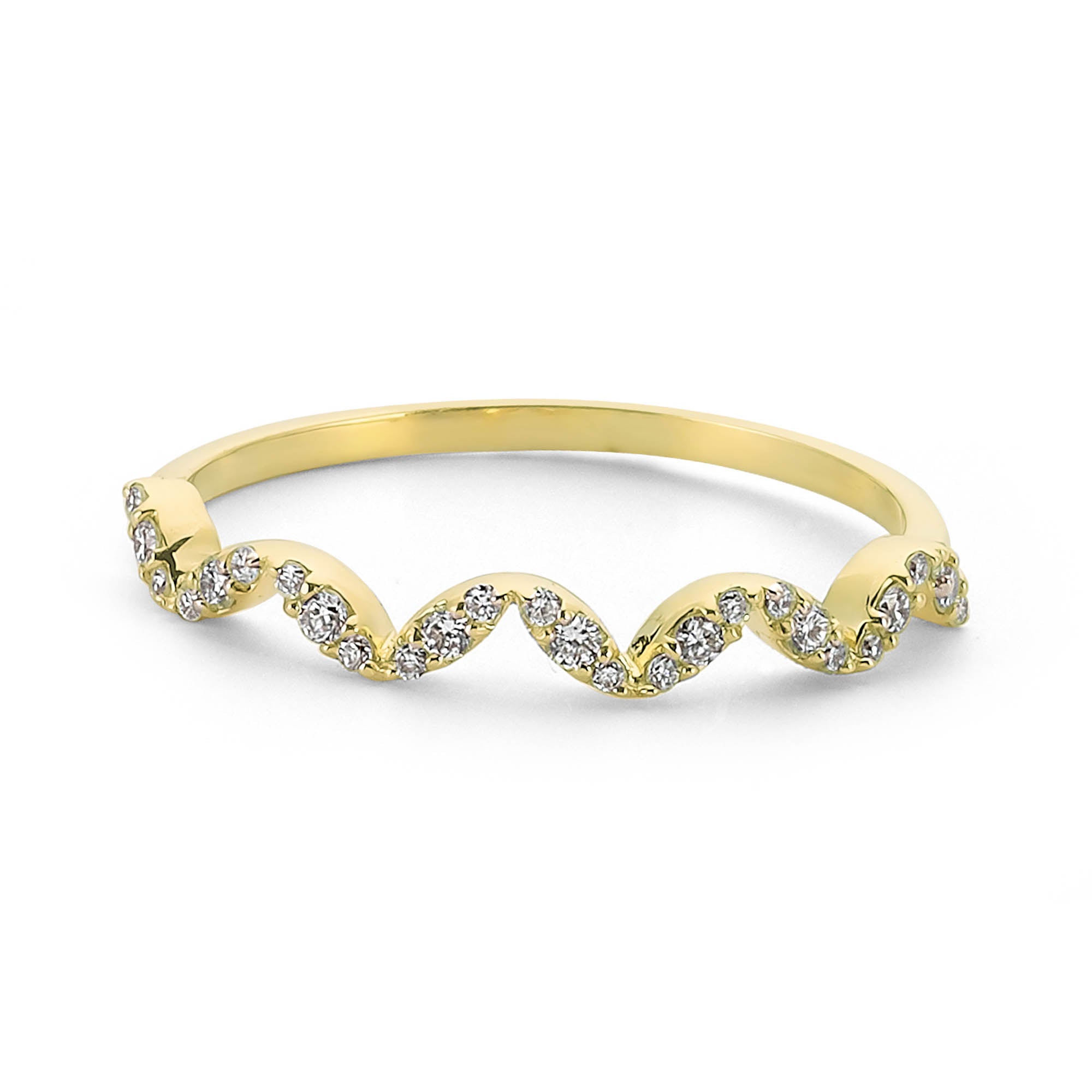 Pave Diamond Zig Zag Stacking Ring in 14k