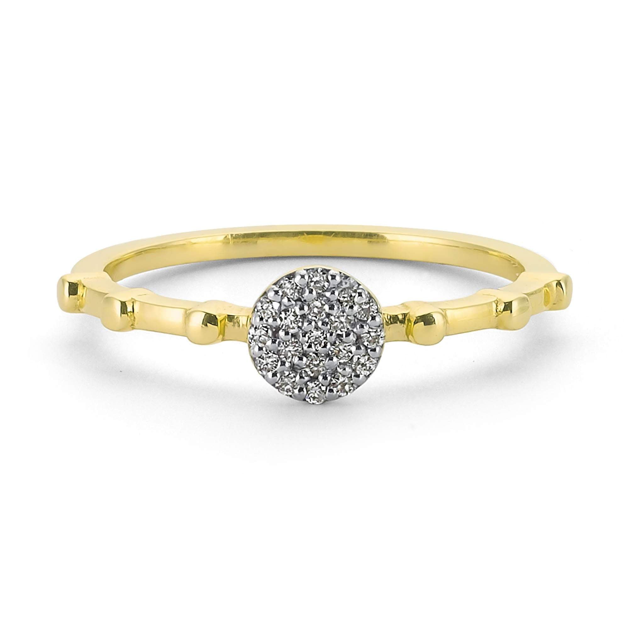 Pave Setting Diamond Round Ring with Bead Shank