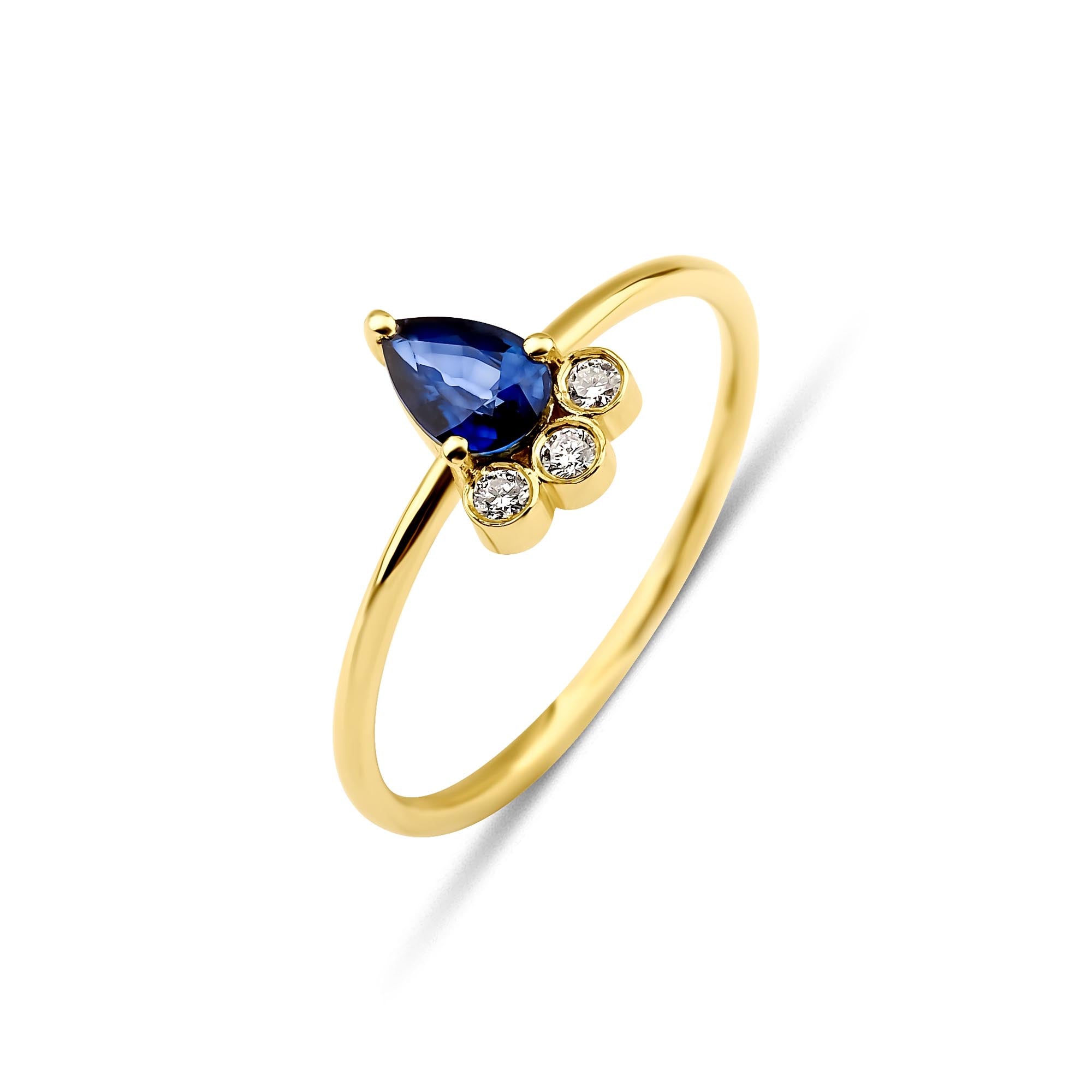 Pear Sapphire and Bezel Diamond Ring
