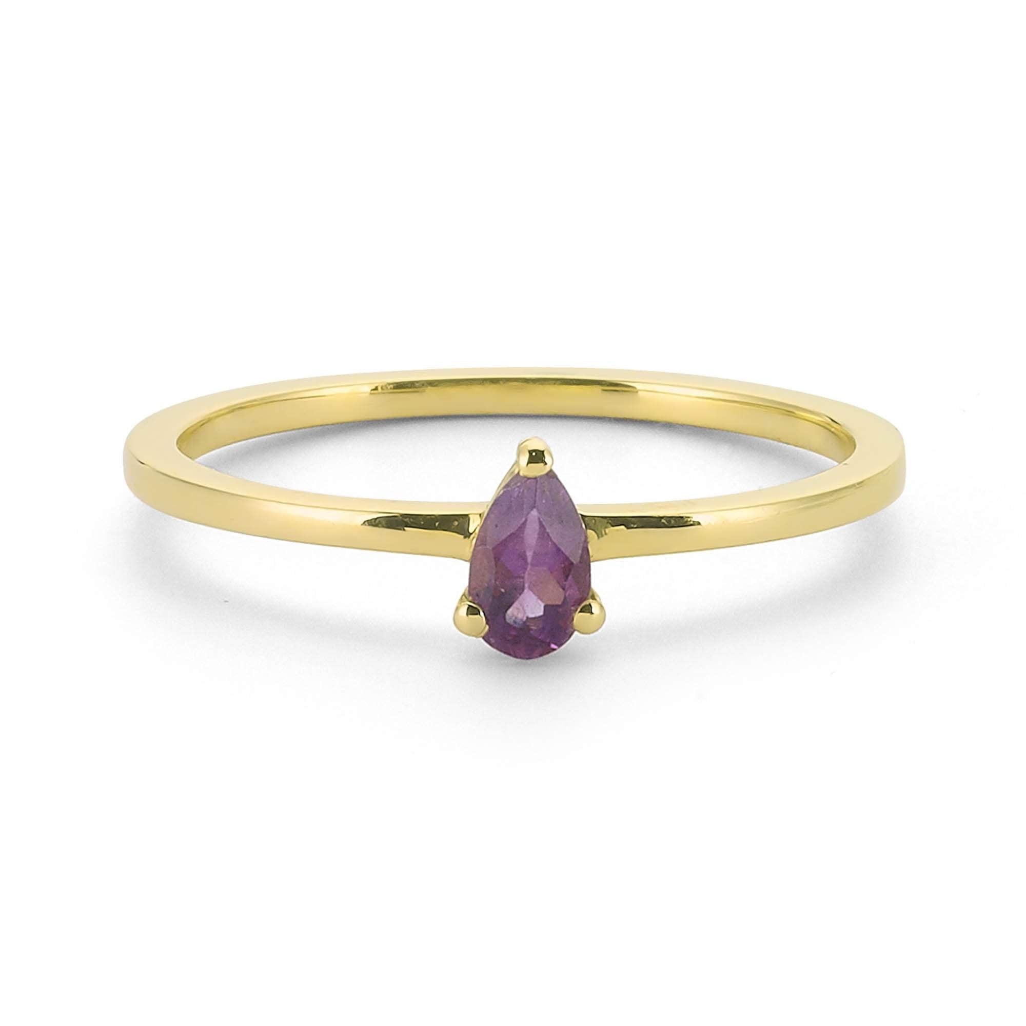 Pear Shaped Amethyst Ring in Gold