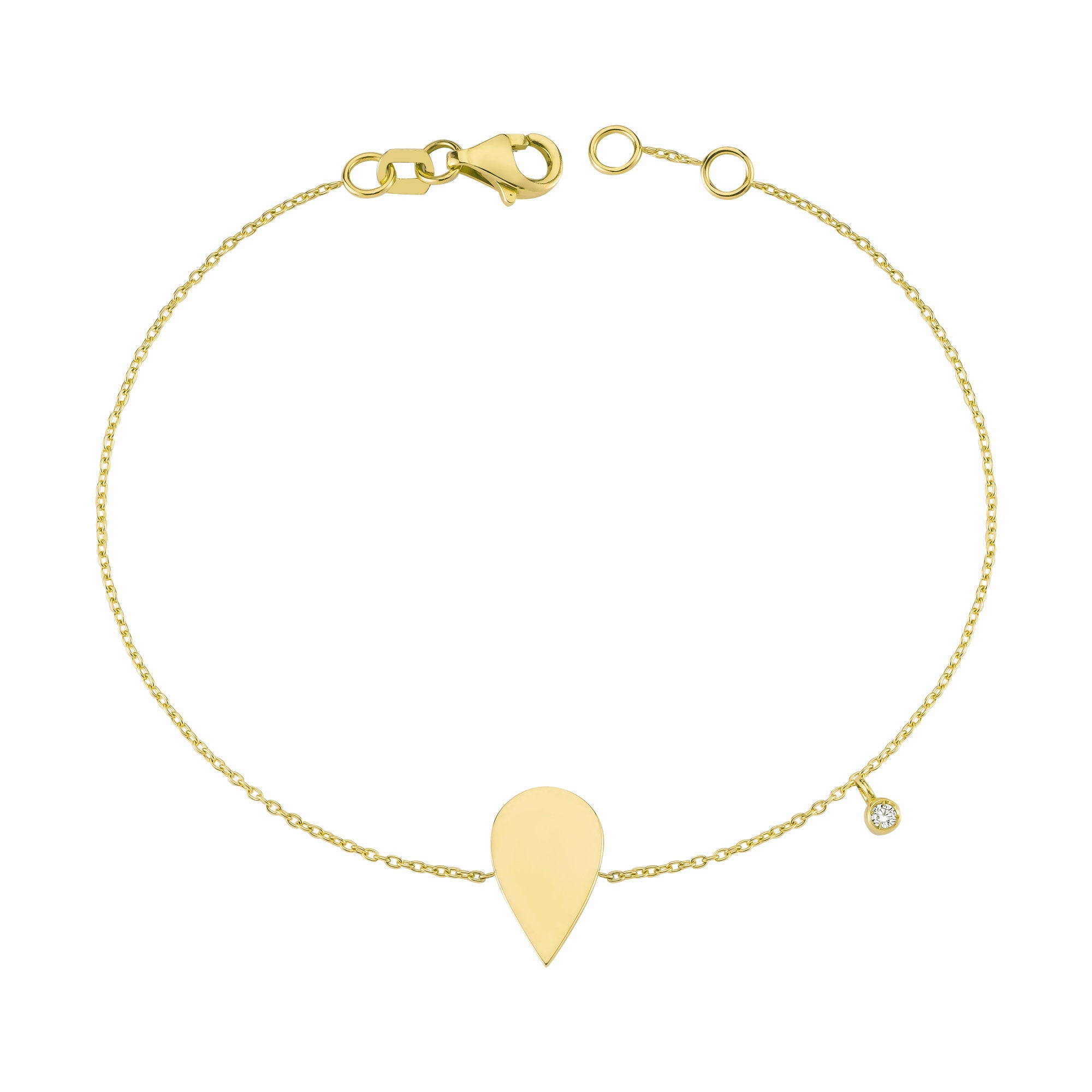 Pear Shaped Charm Bracelet with Dangle Diamond