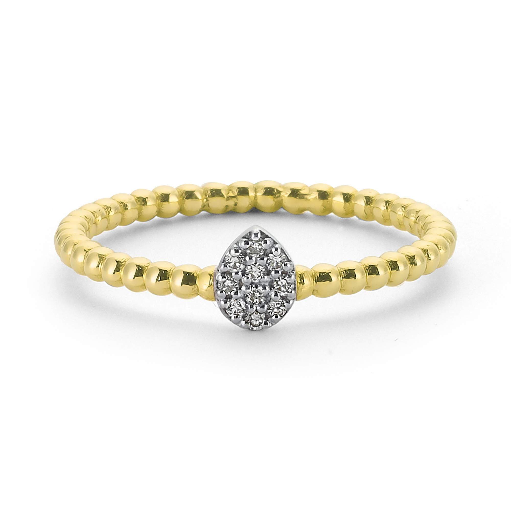 Pear Shape Diamond Ring in 14kt Solid Gold for Her