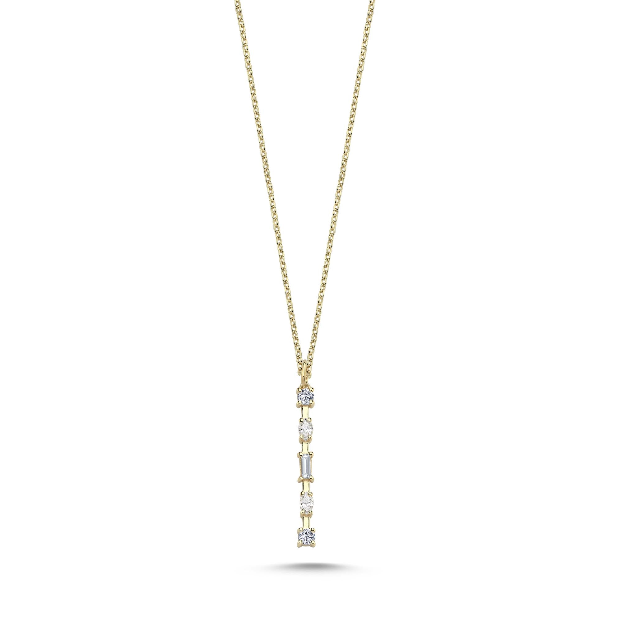 Petite Vertical Bar Necklace with Diamond