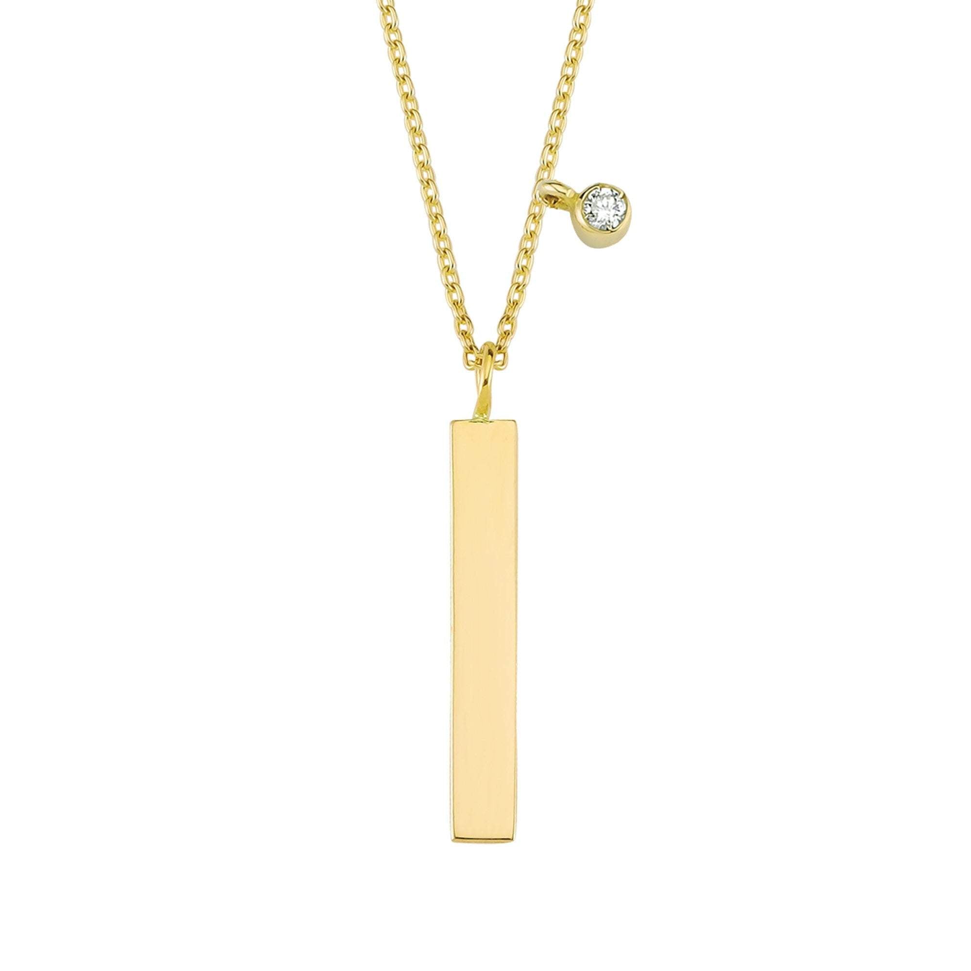 Plain Gold Vertical Charm Necklace with Adjustable Chain