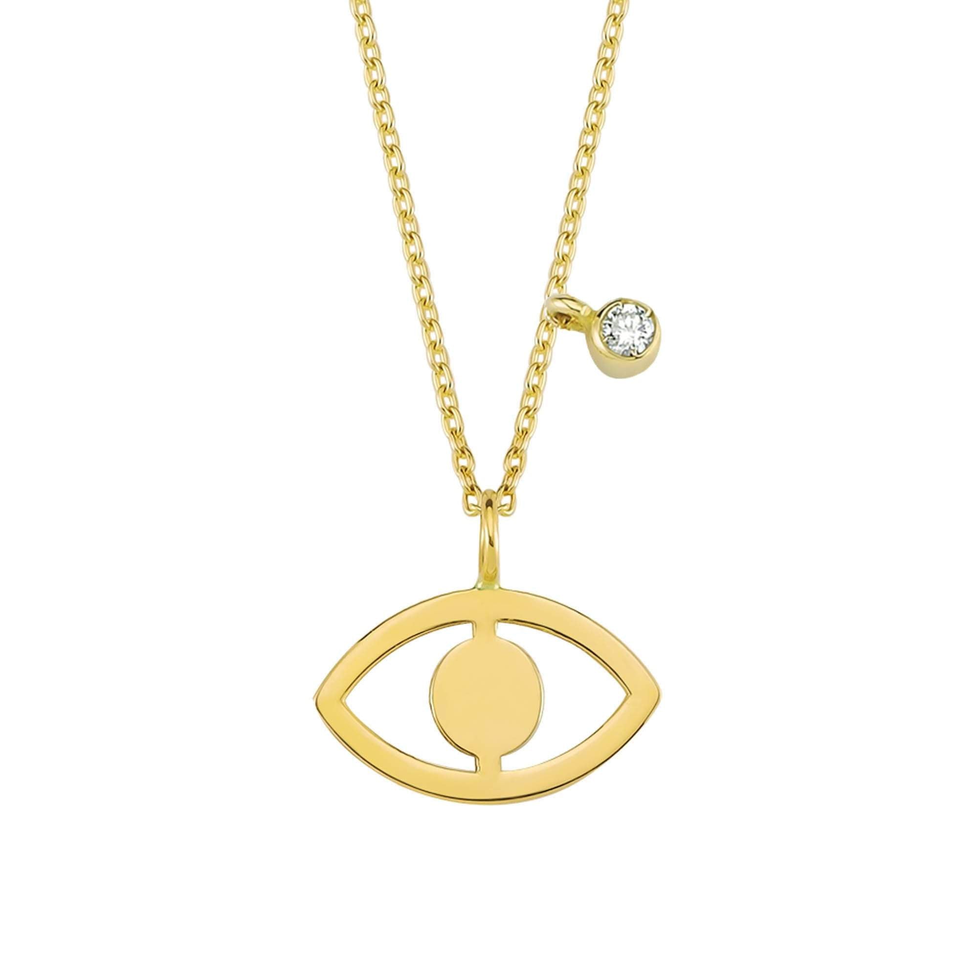 Plain Solid Gold Evil Eye Spiritual Charm Necklace