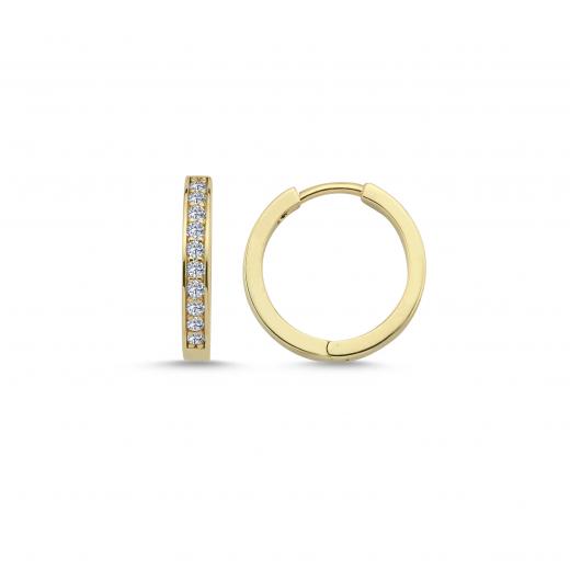 Real Diamond and Gold Hoop Earrings