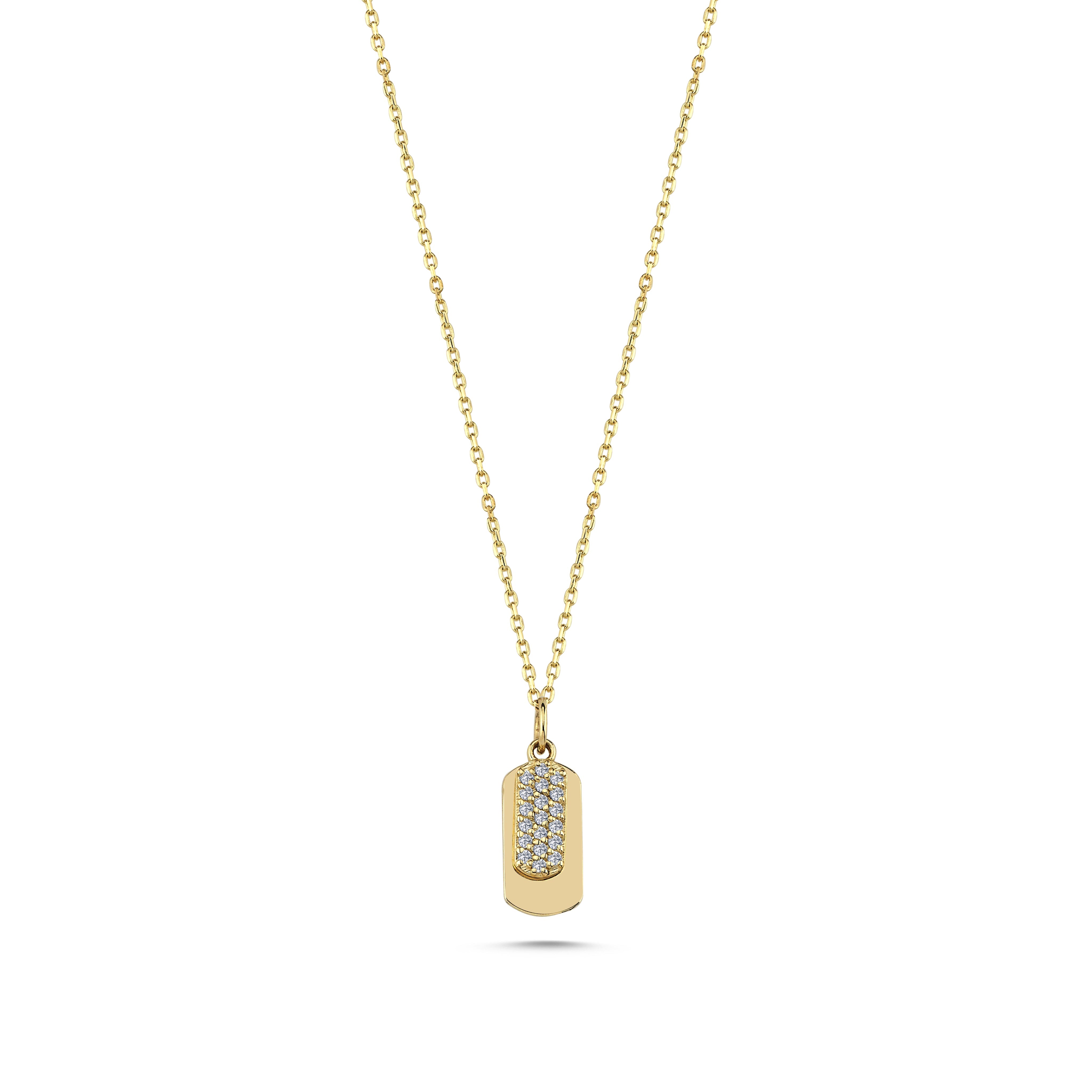 Real Diamond Tag Necklace in Gold