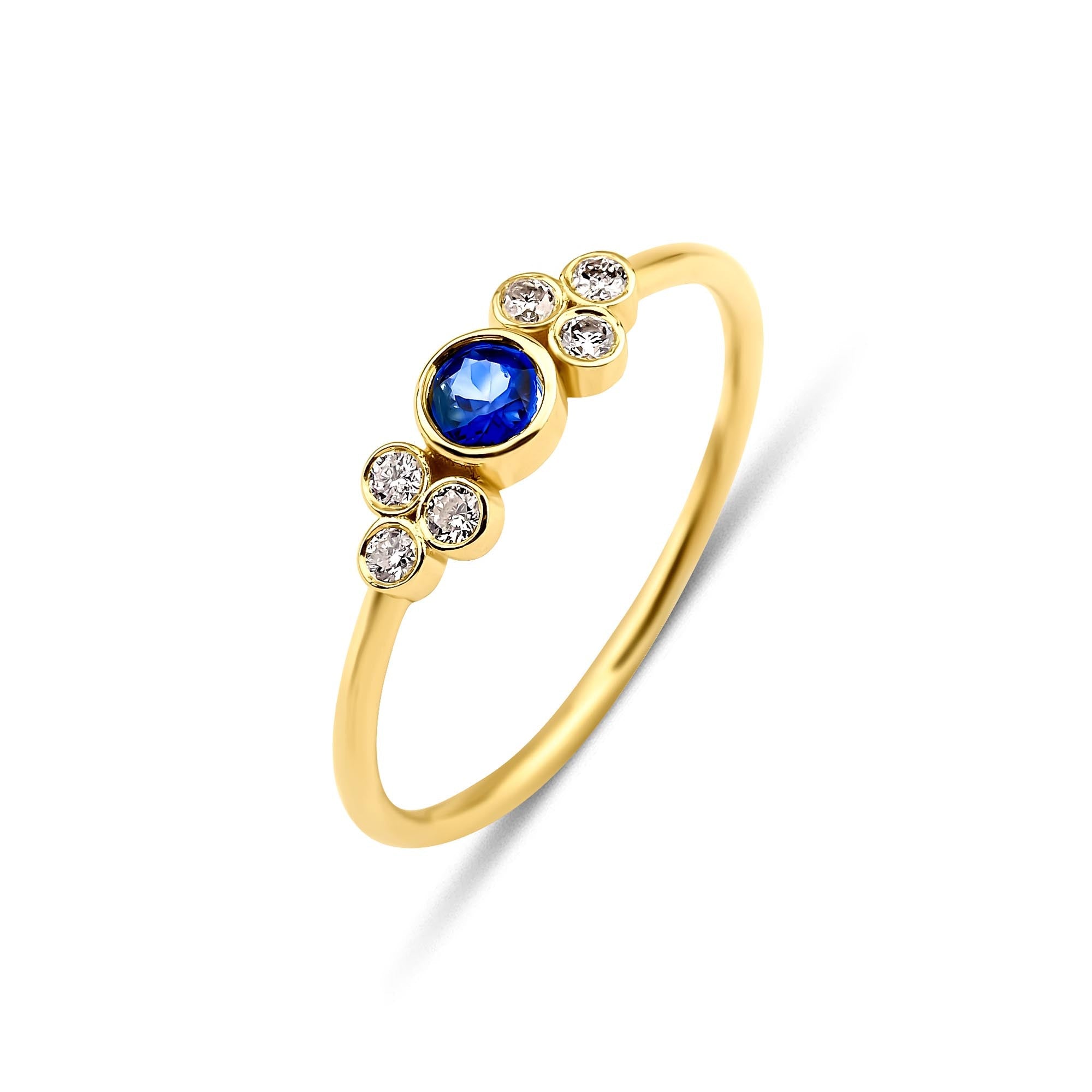 Round Sapphire and Diamond Ring