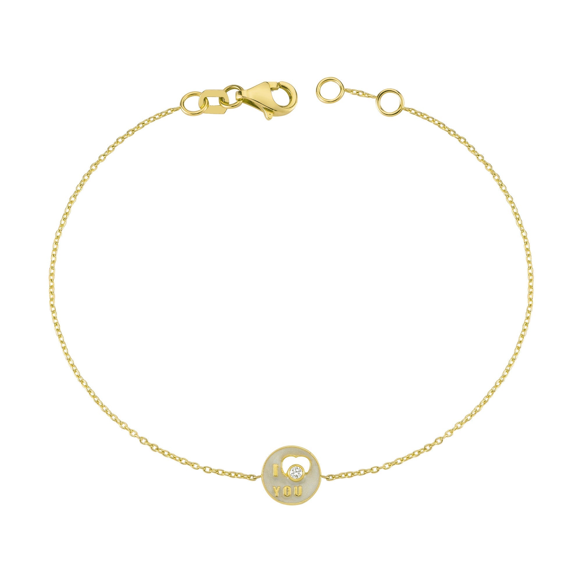 Round Shape Love Charm Bracelet with Bezel Diamond