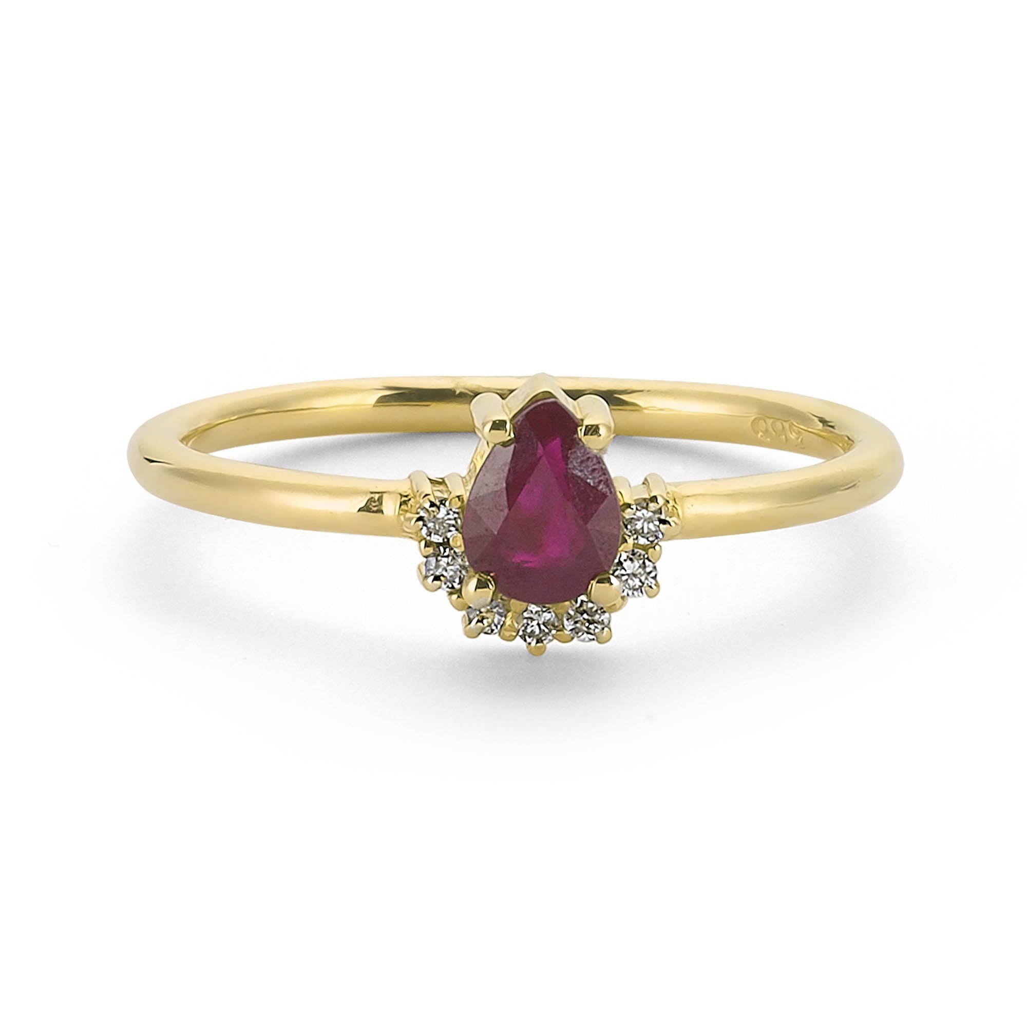 Ruby and Diamond Cluster Ring in Gold