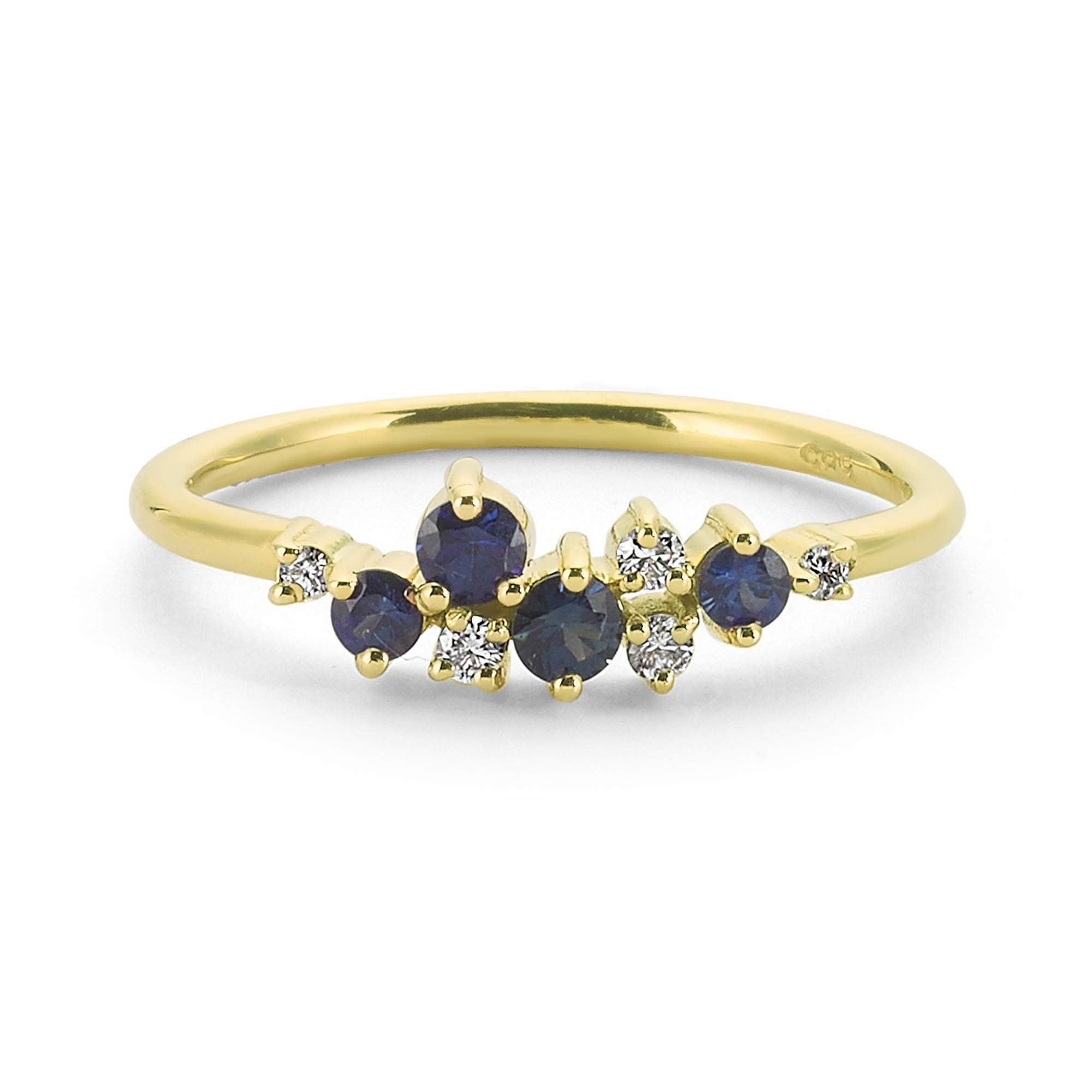 Sapphire and Diamond Cluster Ring for Everyday