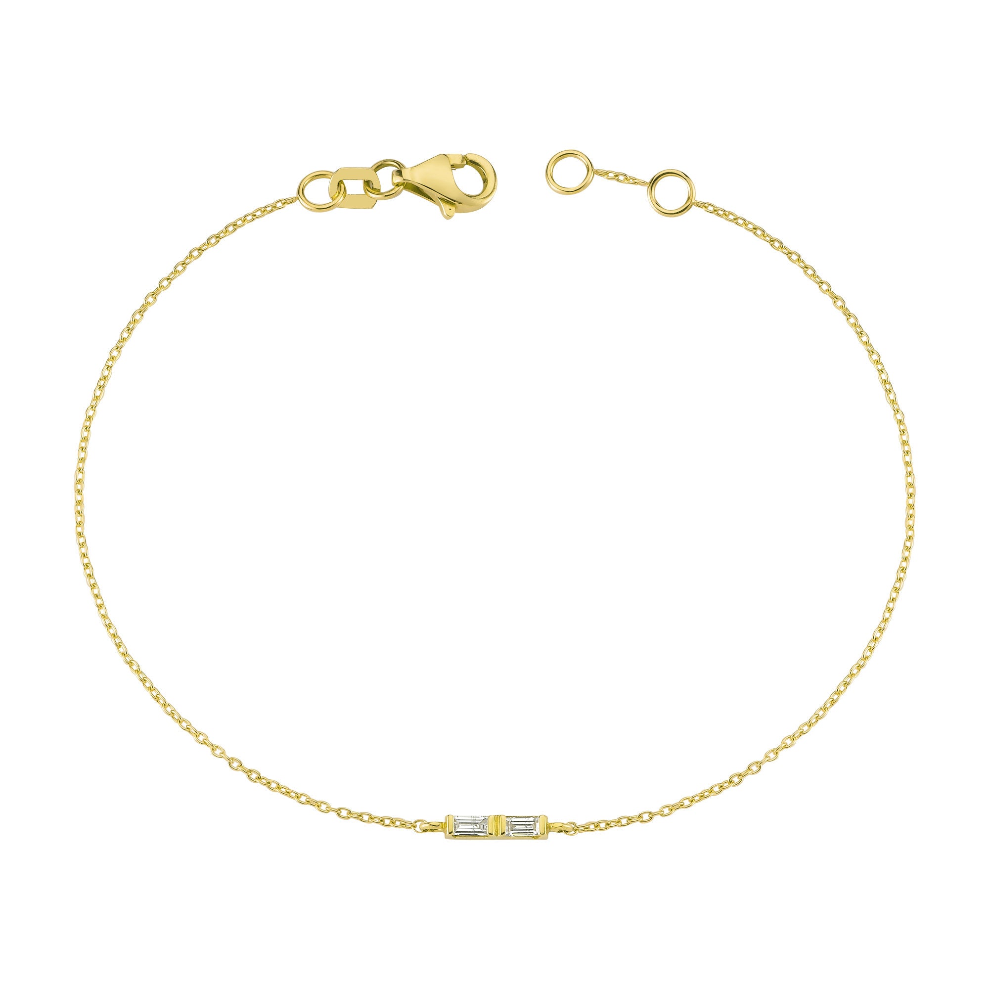 Sideways Baguette Diamond Bracelet in Gold