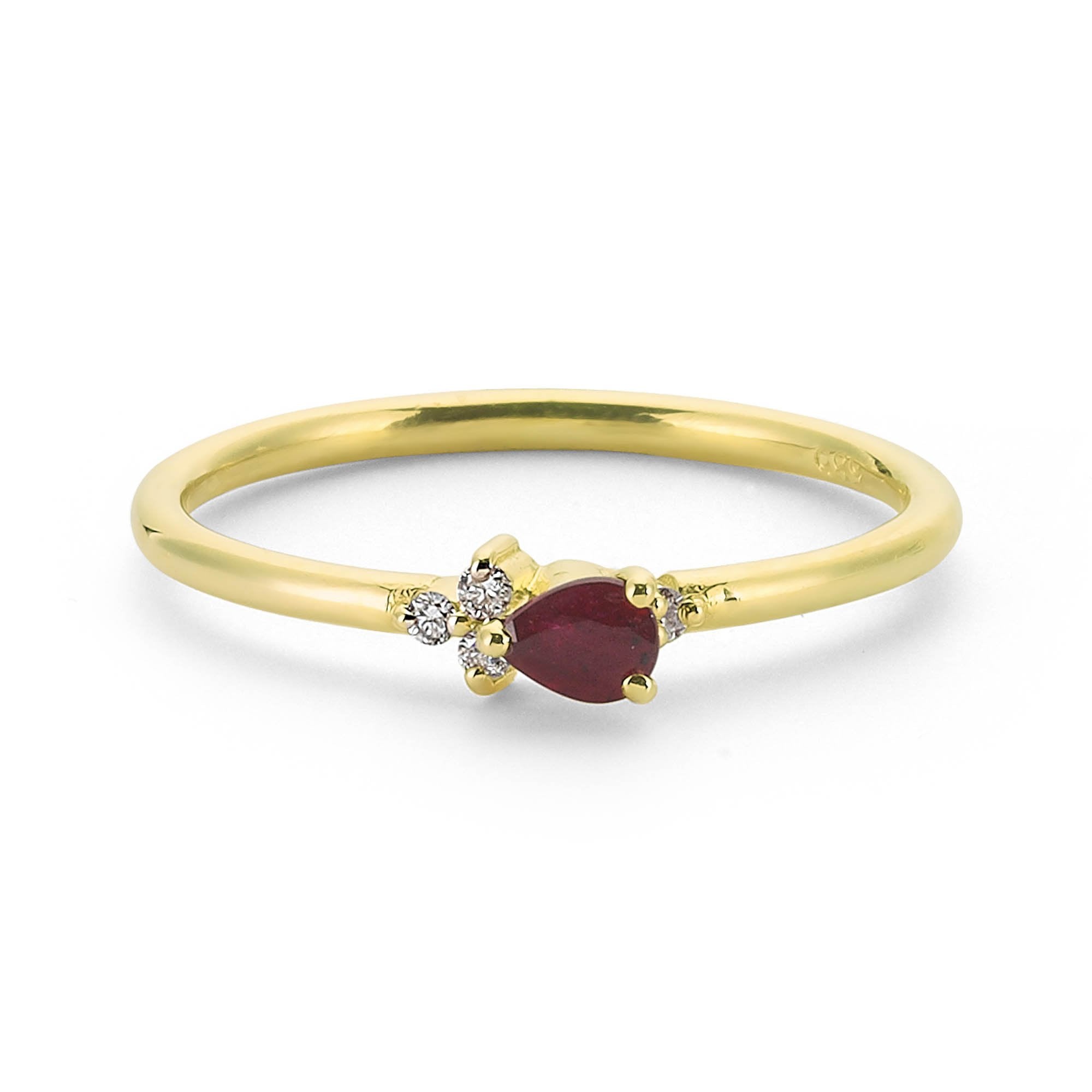 Sideways Oval Ruby and Diamond Stackable Ring