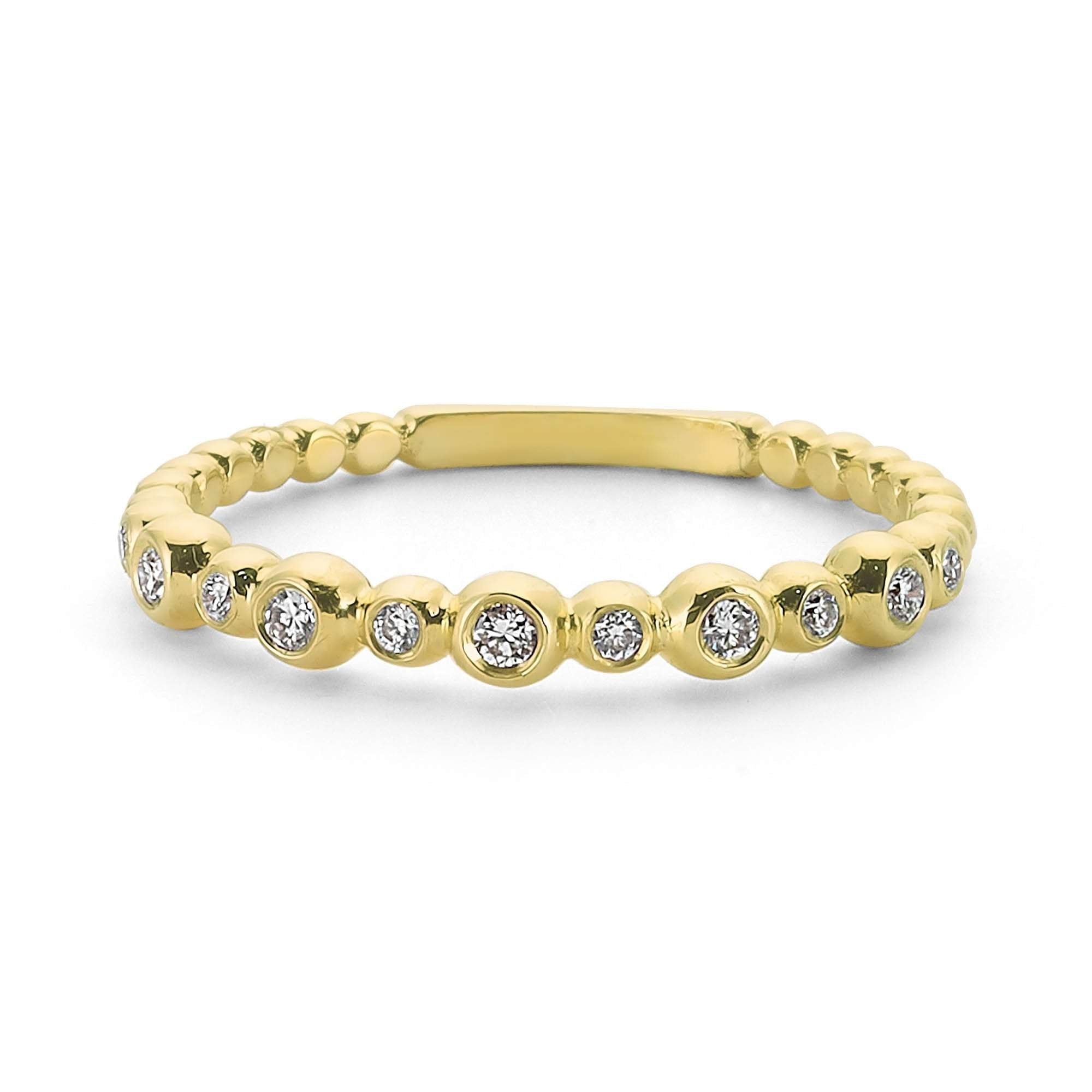 Simple 14k Diamond Bead Stacking Ring for Women