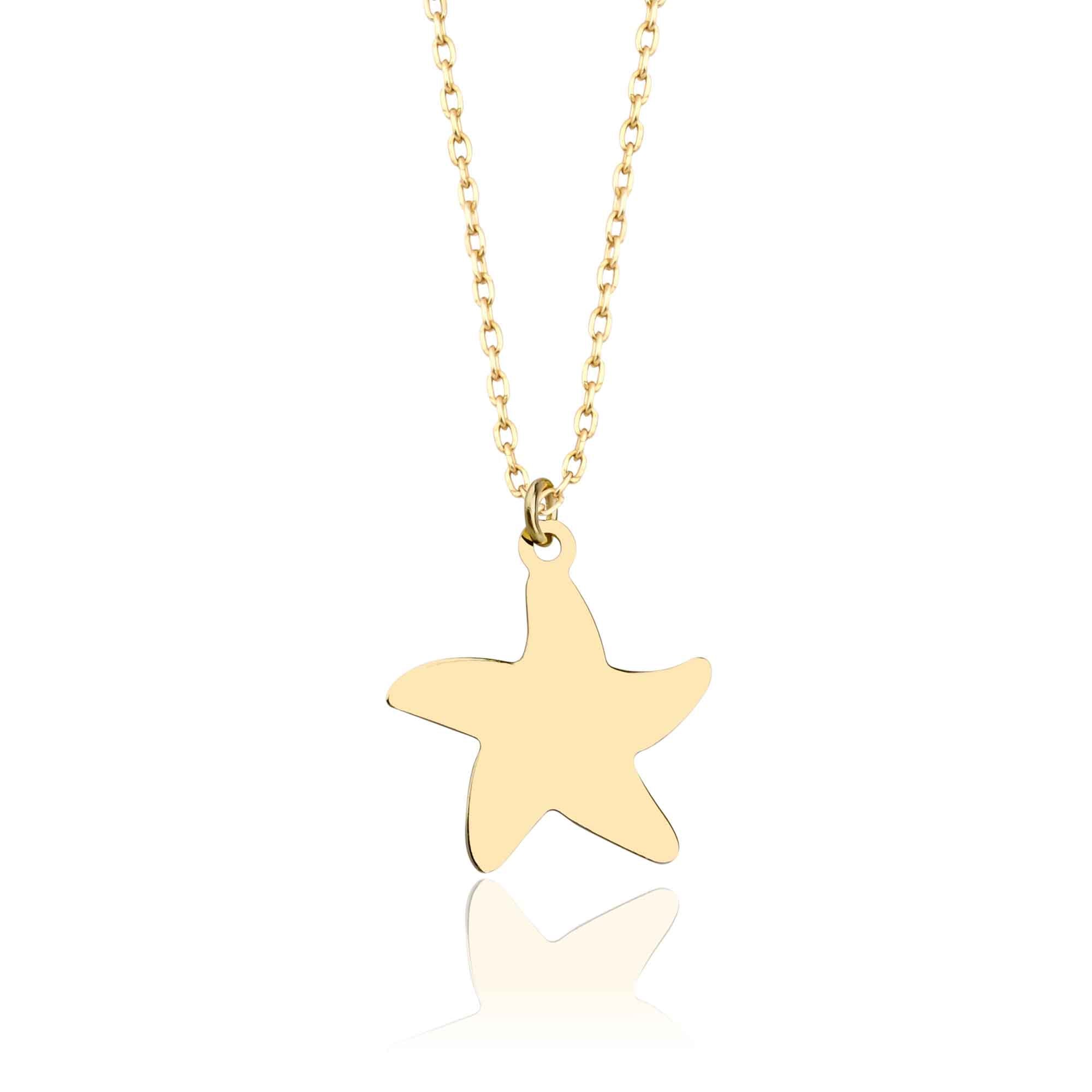 Simple 14k Starfish Nautical Charm Necklace