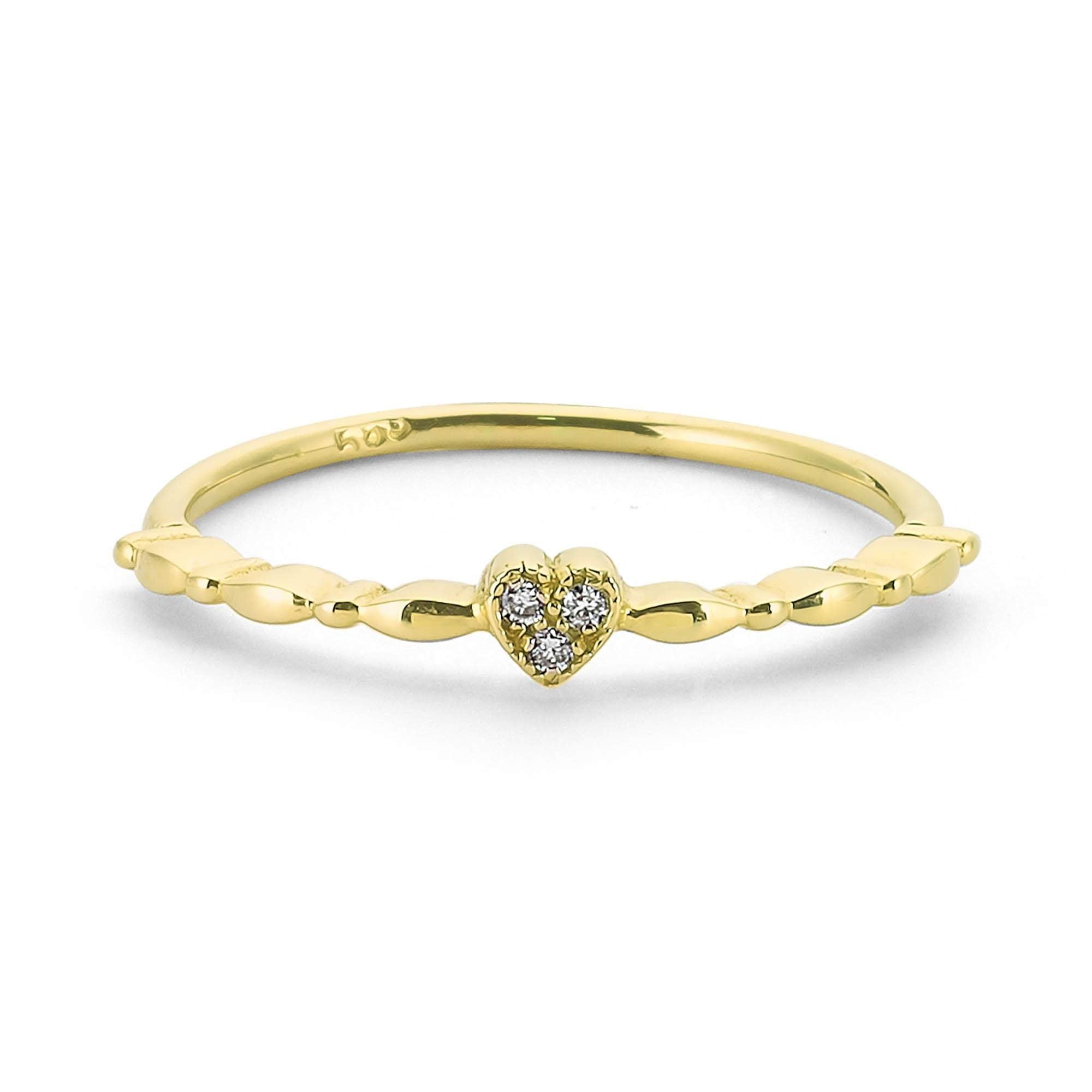 Simple Diamond Heart Stack Ring for Her