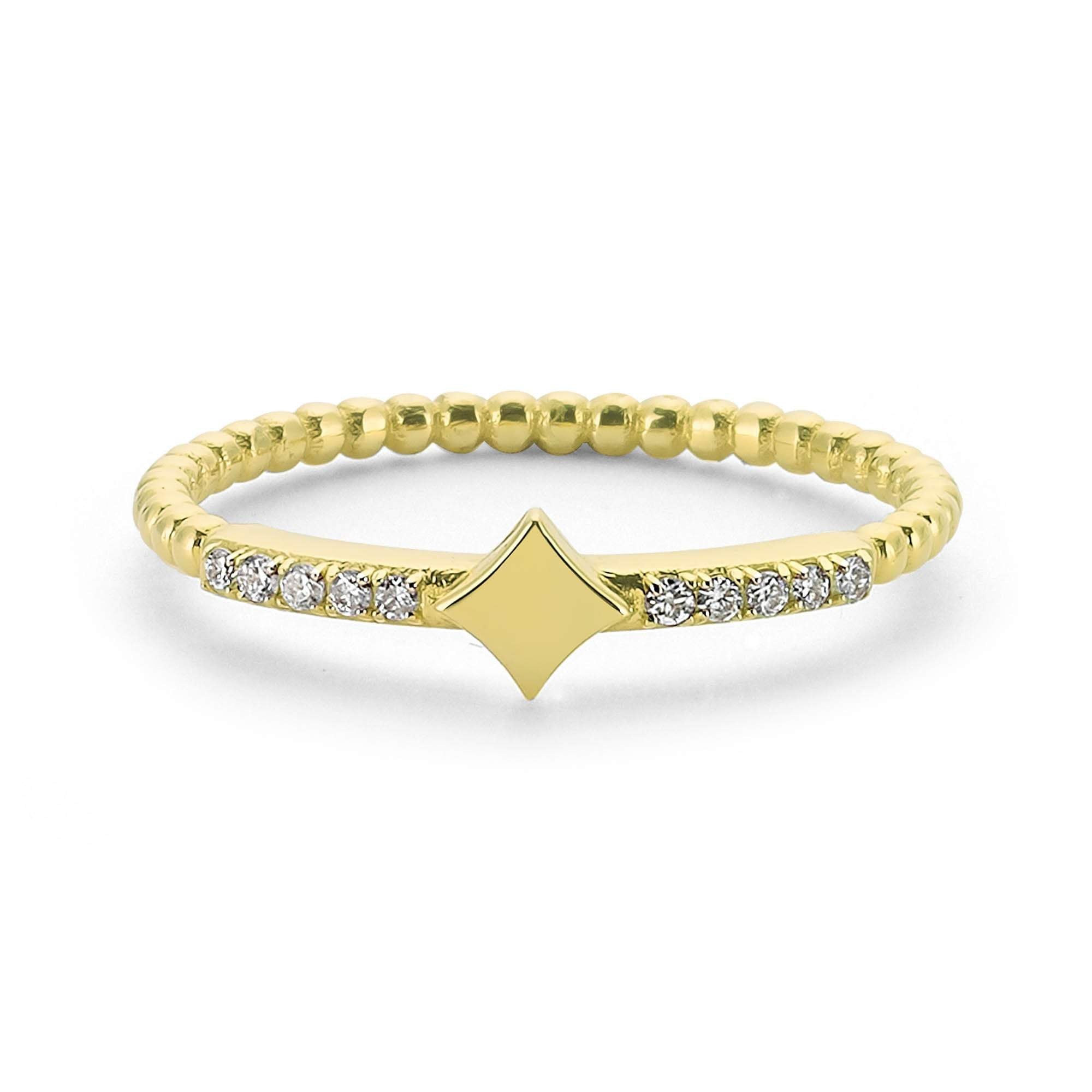 Simple Square Ring with Genuine Diamond