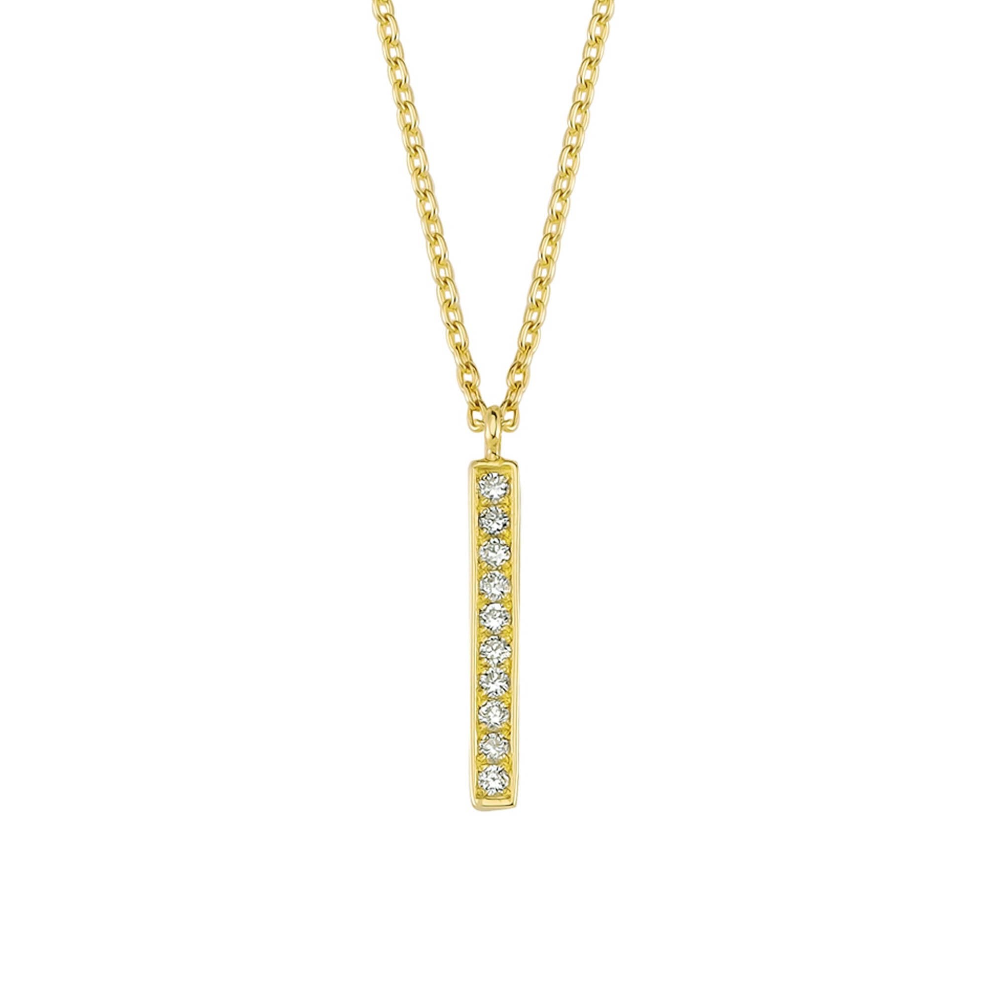 Simple Vertical Bar Necklace with Pave Setting Diamond
