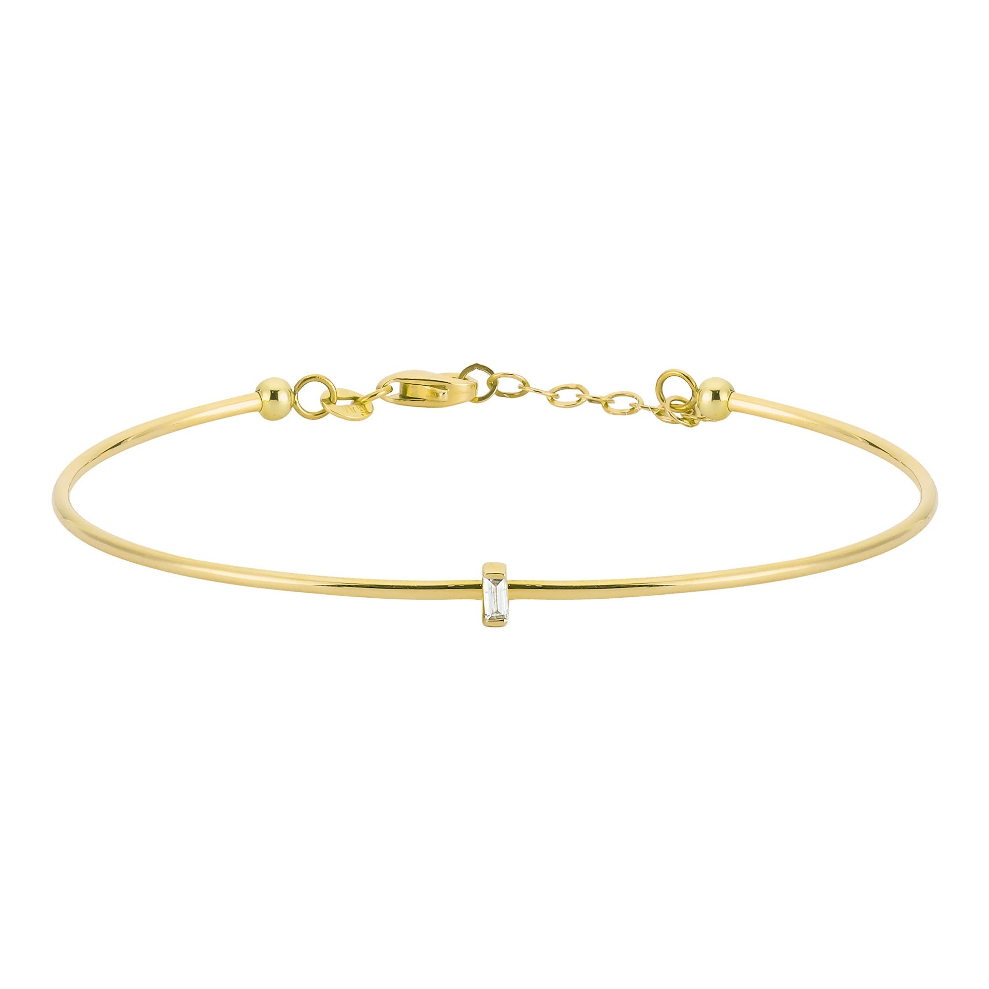 Single Baguette Diamond Bangle in 14k Gold