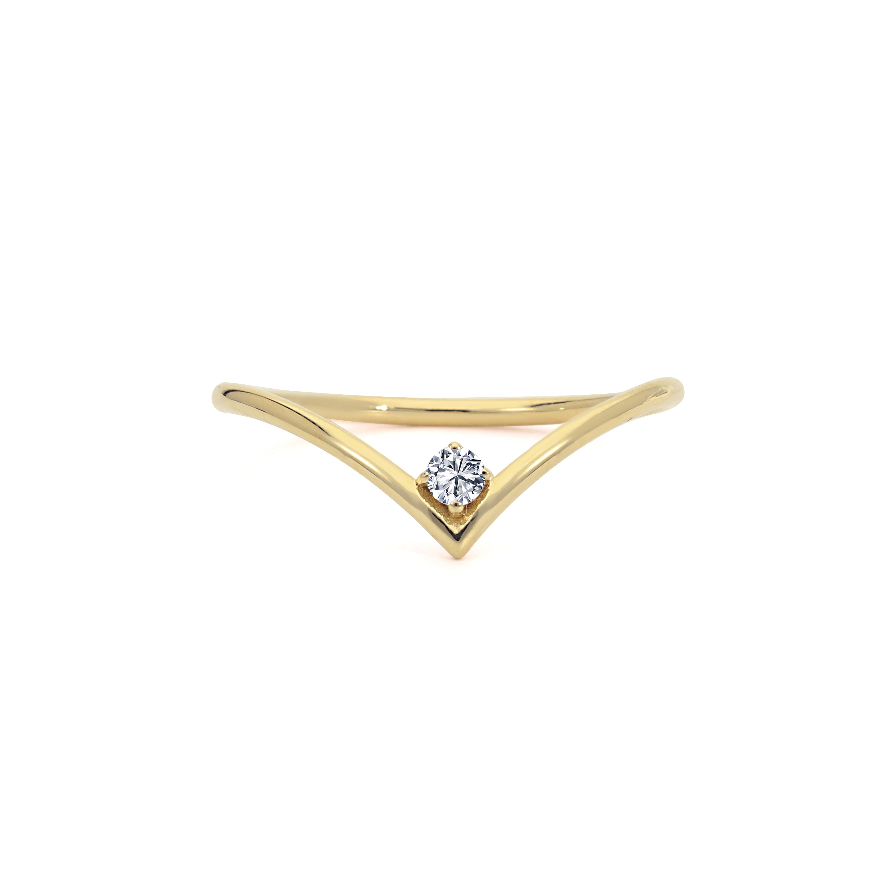 Single Diamond Chevron Ring