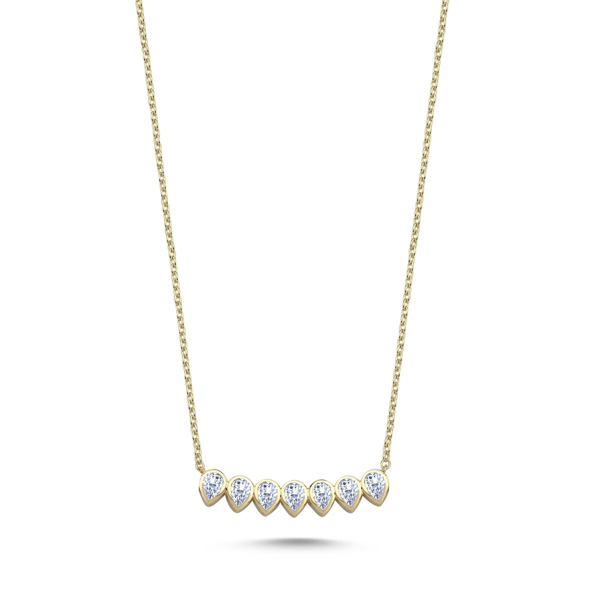 Single Row Pear Shaped Necklace with Diamond
