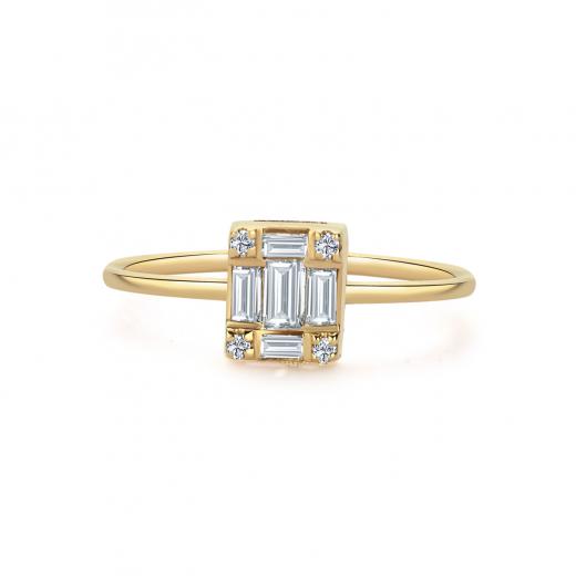 Small Baguette Diamond Square Ring