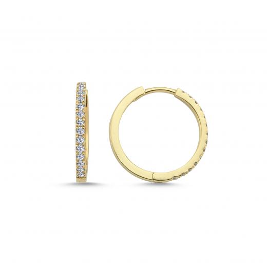 Small Diamond Hoop Earrings in Gold