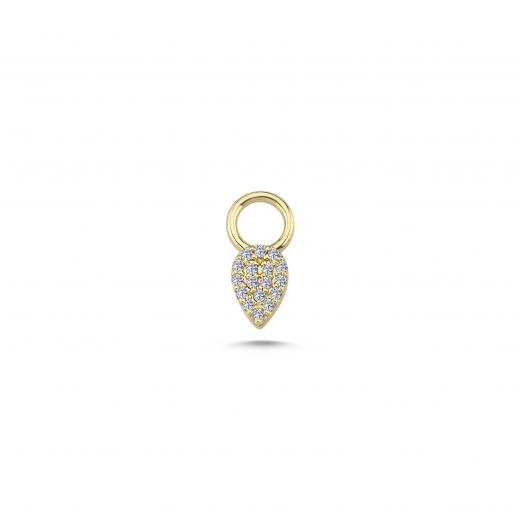 Small Pear Shaped Charm with Pave Diamond