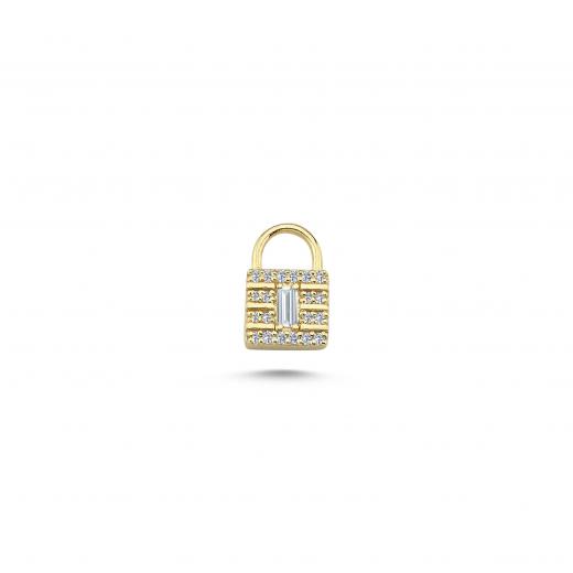 Small Square Charm with Baguette Diamond