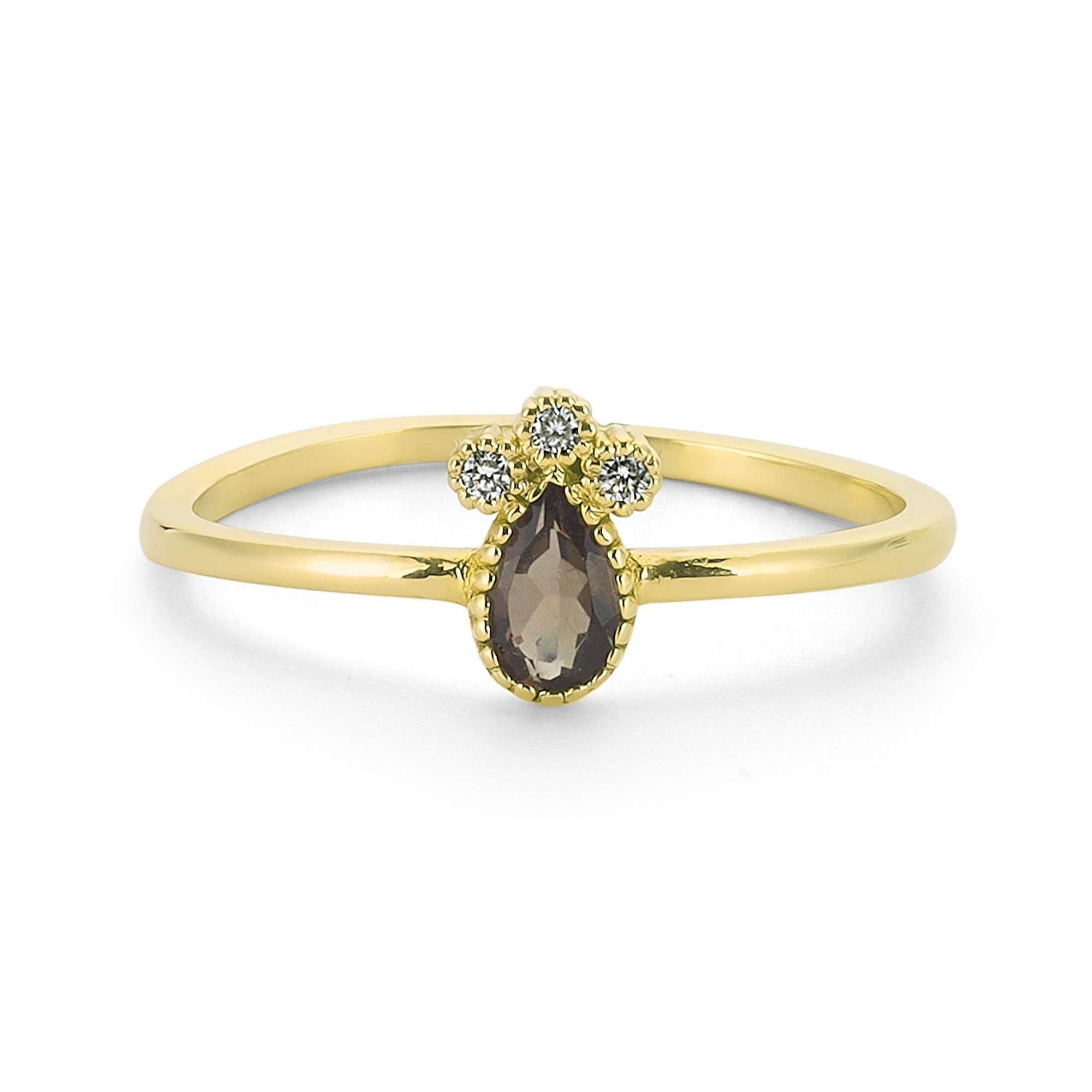 Smoky Topaz and Diamond Ring in Gold for Her