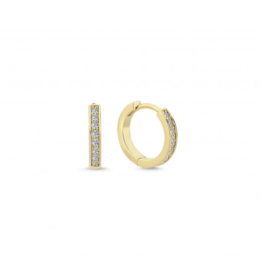 Solid 14k Gold Hoop Earrings with Pave Diamond
