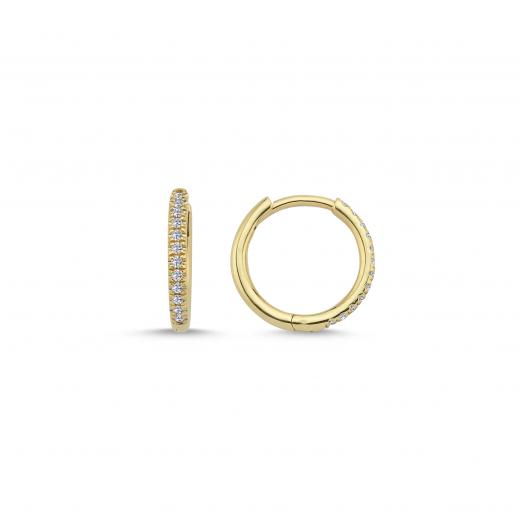 Solid Gold Hoop Earrings with Diamond