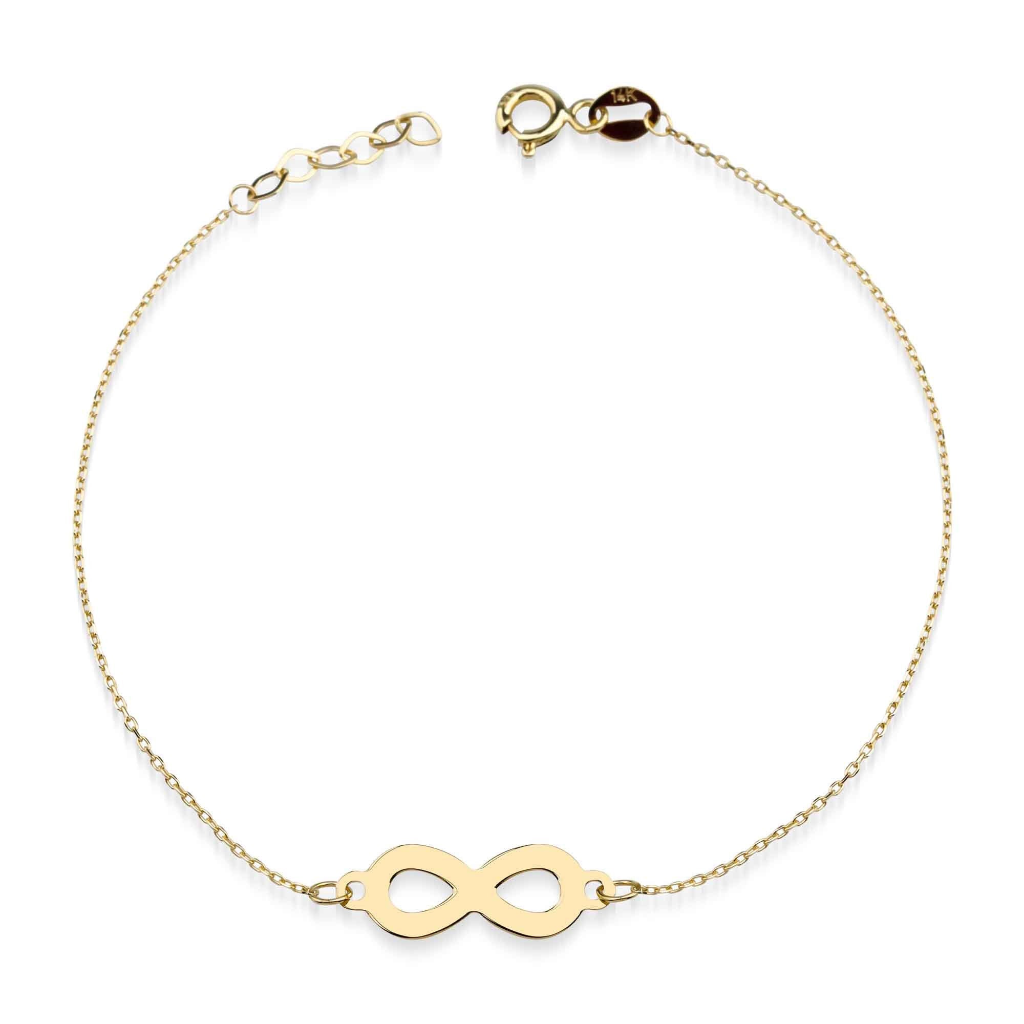 Solid 14k Gold Infinity Symbol Charm Bracelet