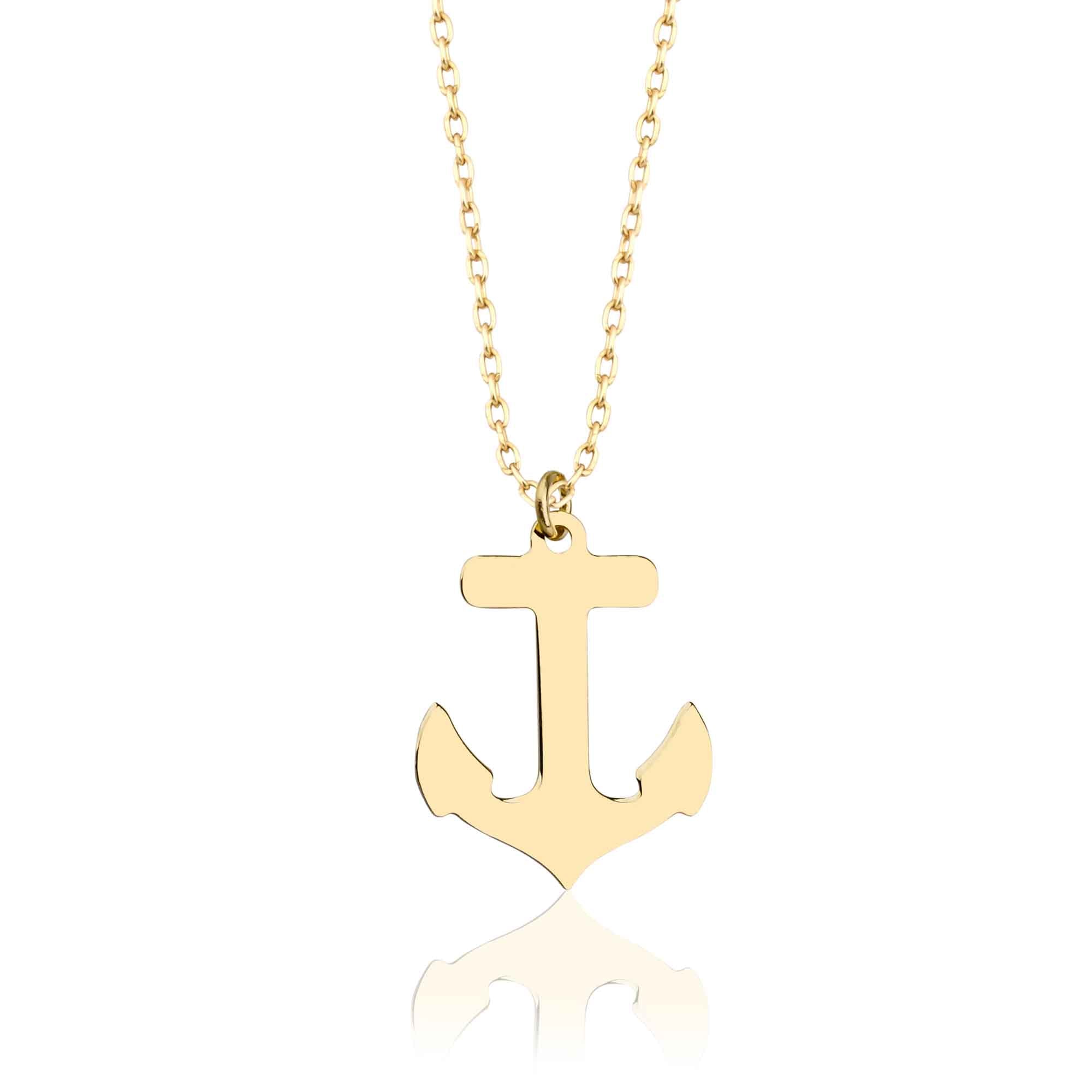 Solid 14kt Gold Anchor Mariner Charm Necklace