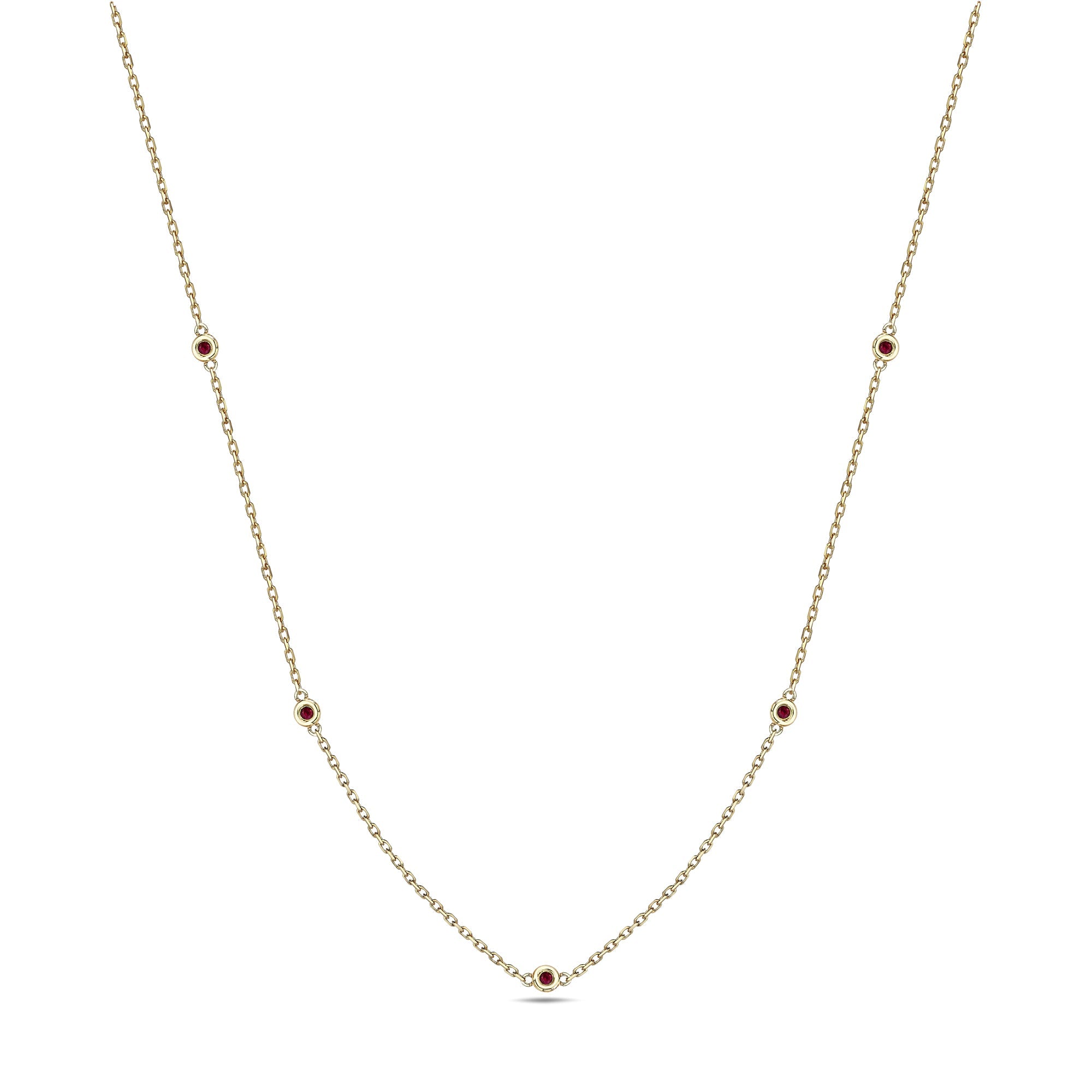 Solid Gold Chain Necklace with Ruby