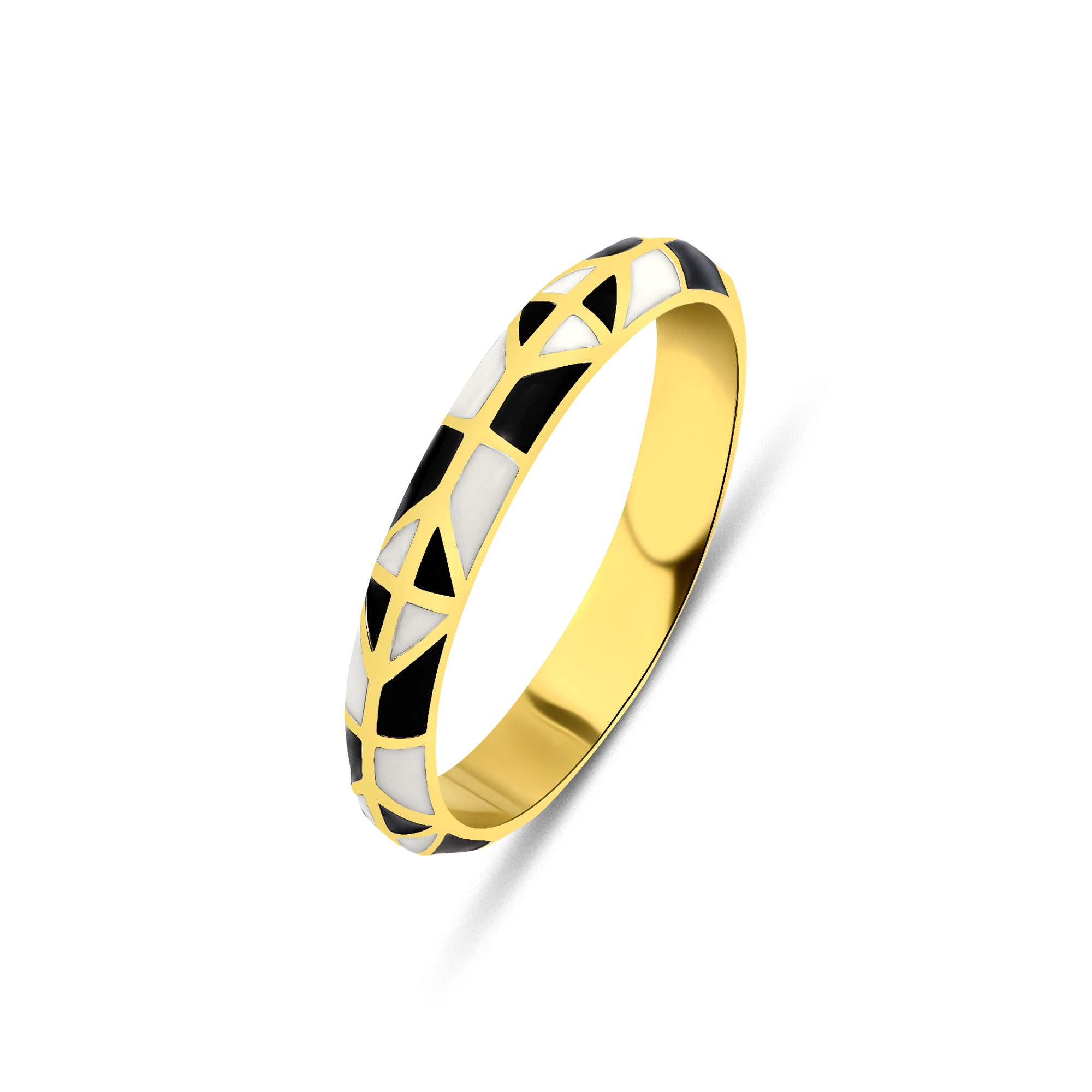 Solid Gold Enamel Stackable Ring for Women