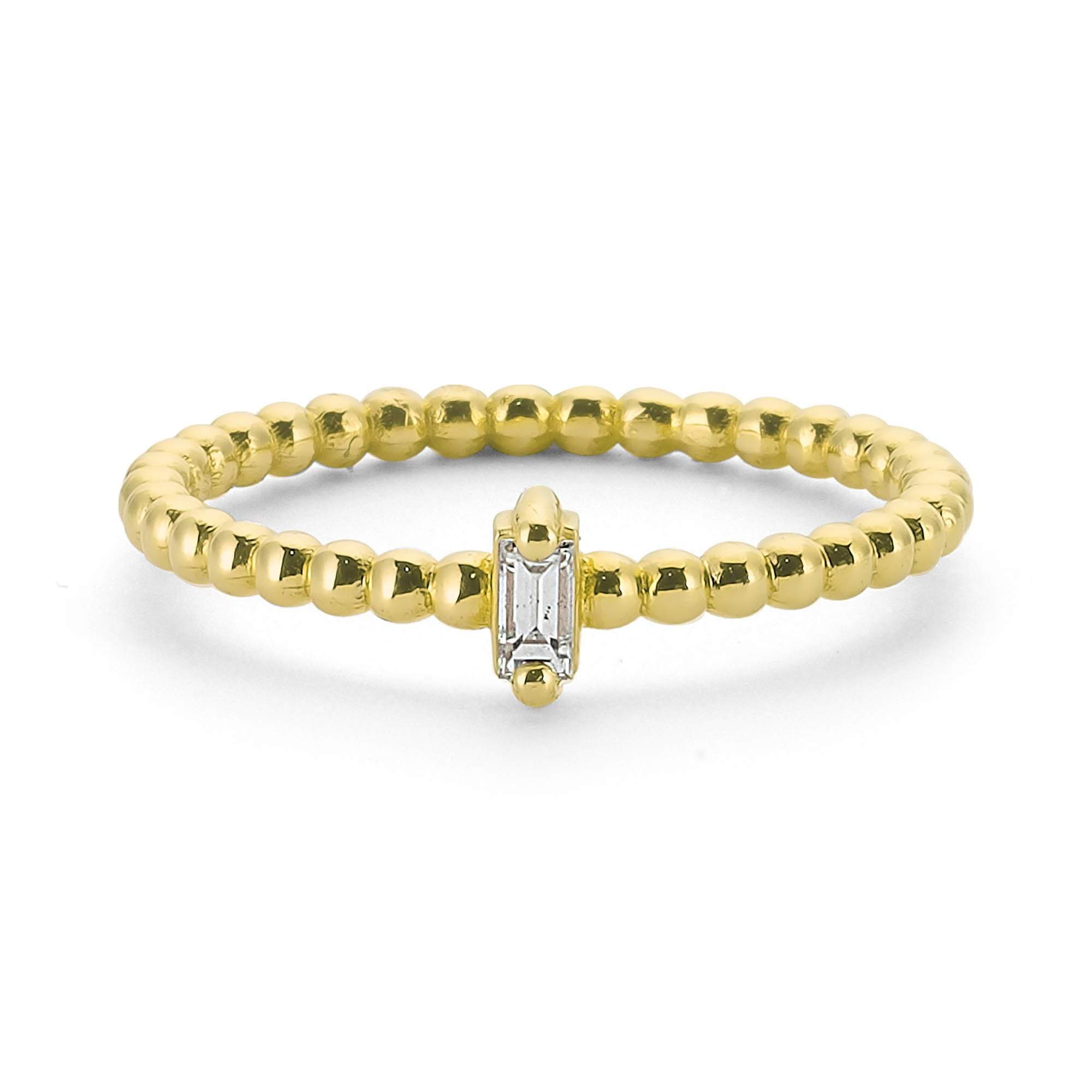 Solitaire Baguette Diamond Ring in Real 14k Gold