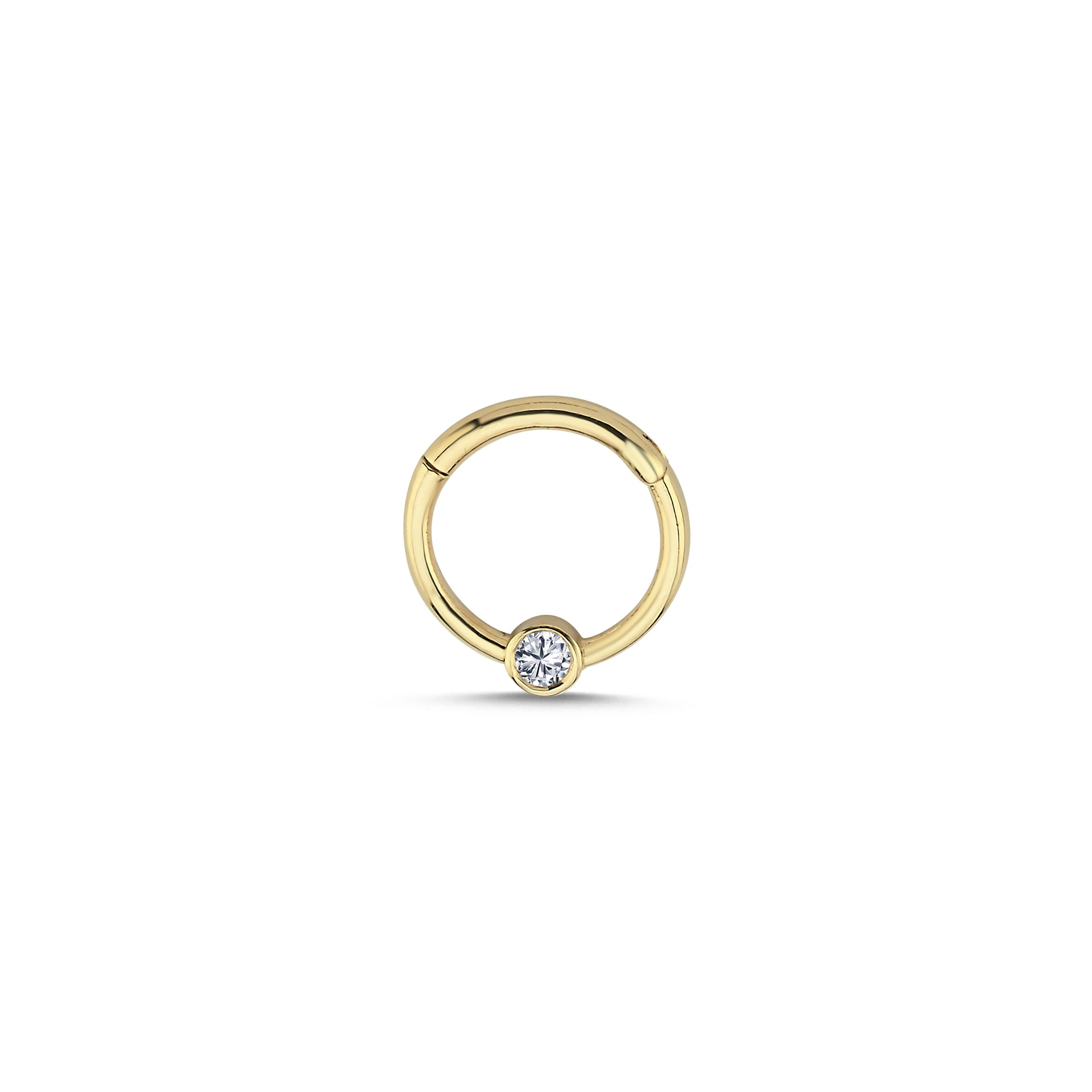 Solitaire Bezel Diamond Helix Earring