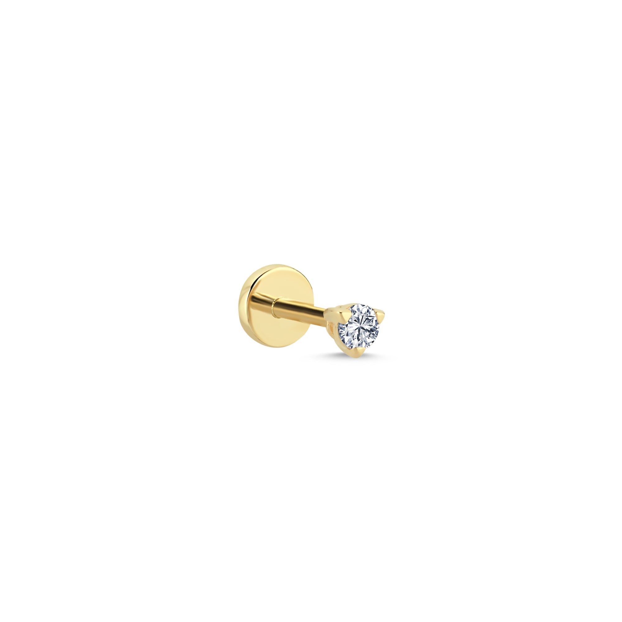 Solitaire Diamond Tragus Earring in 14k Gold