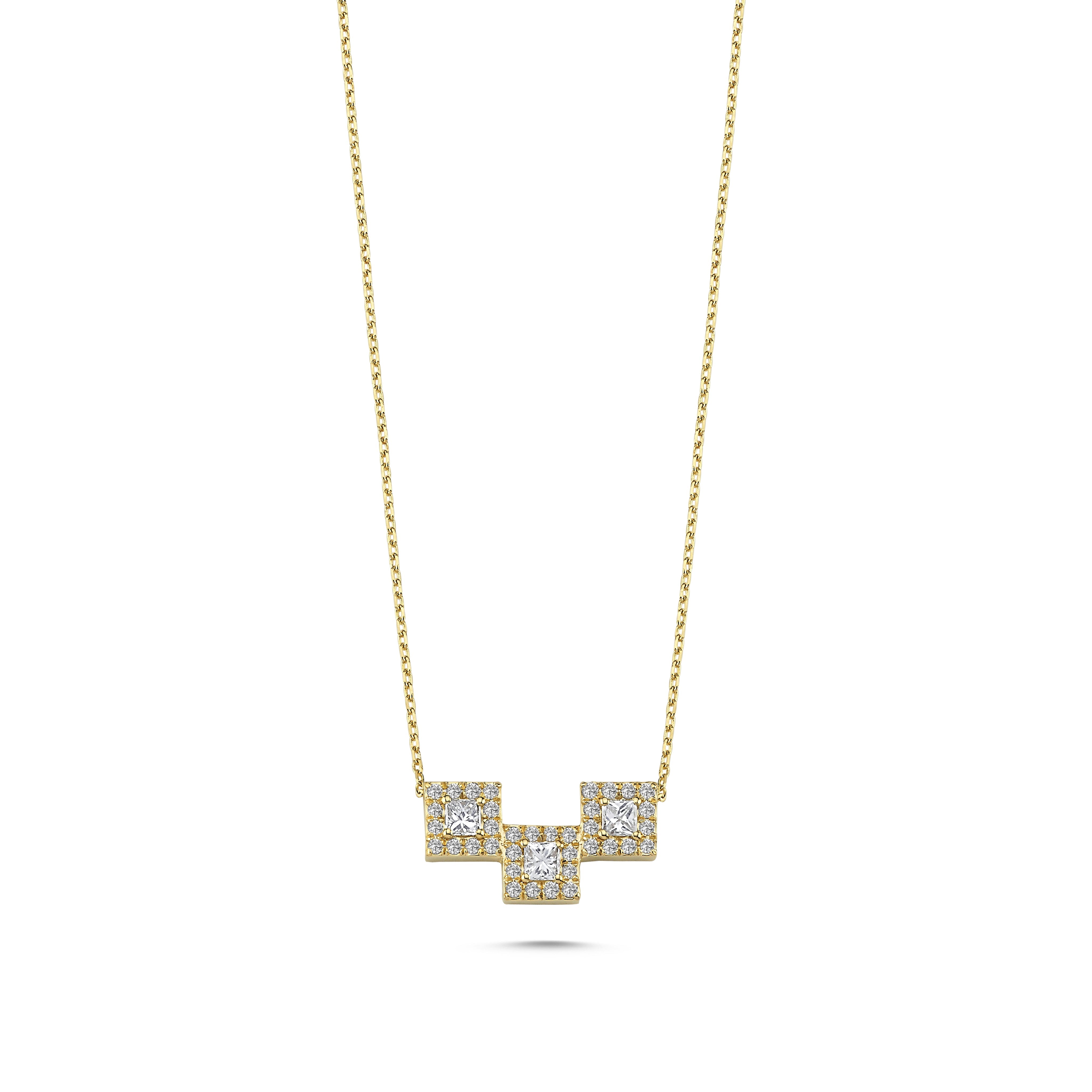Sqaure Necklace with Natural Diamond