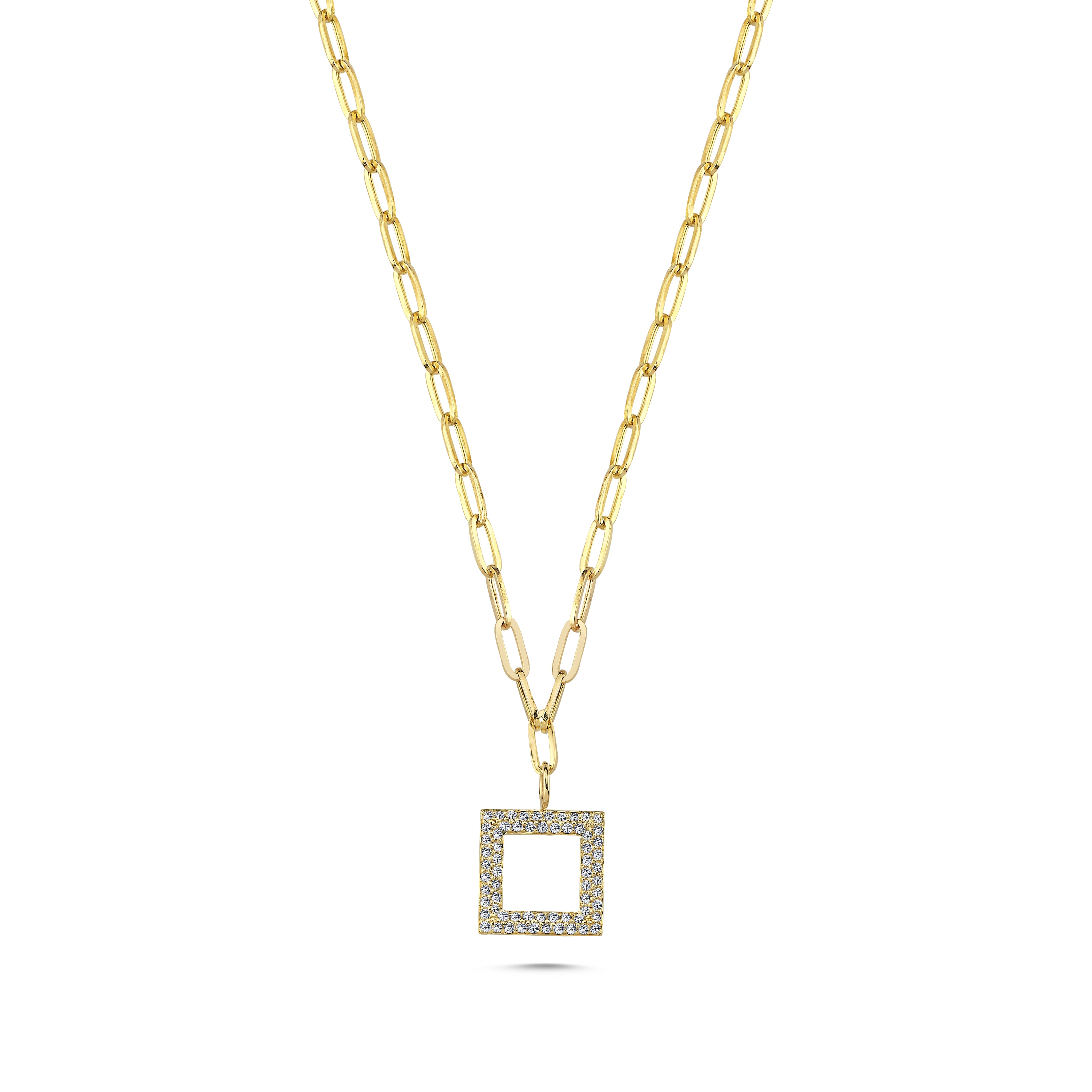 Square Necklace with Diamond