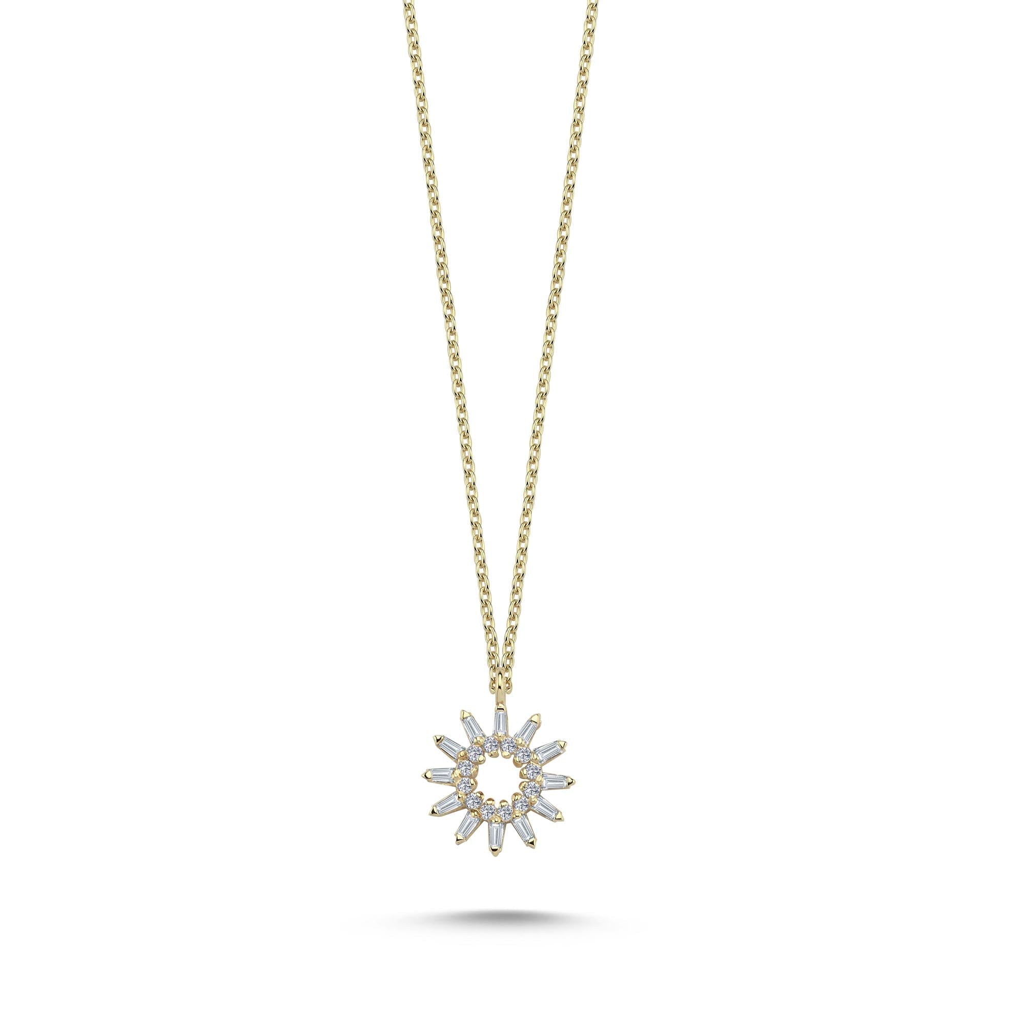 Sunlight Necklace with Thin Baguette Diamond