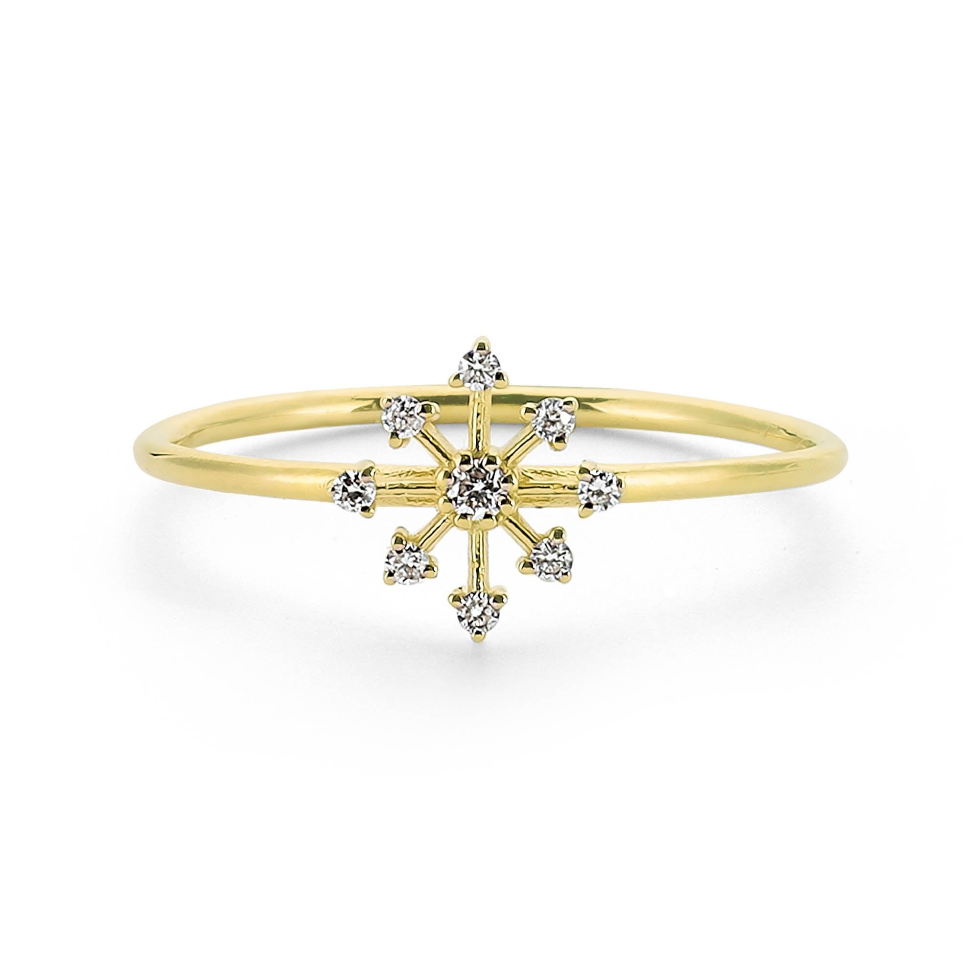 Thin Gold and Diamond Compass Ring