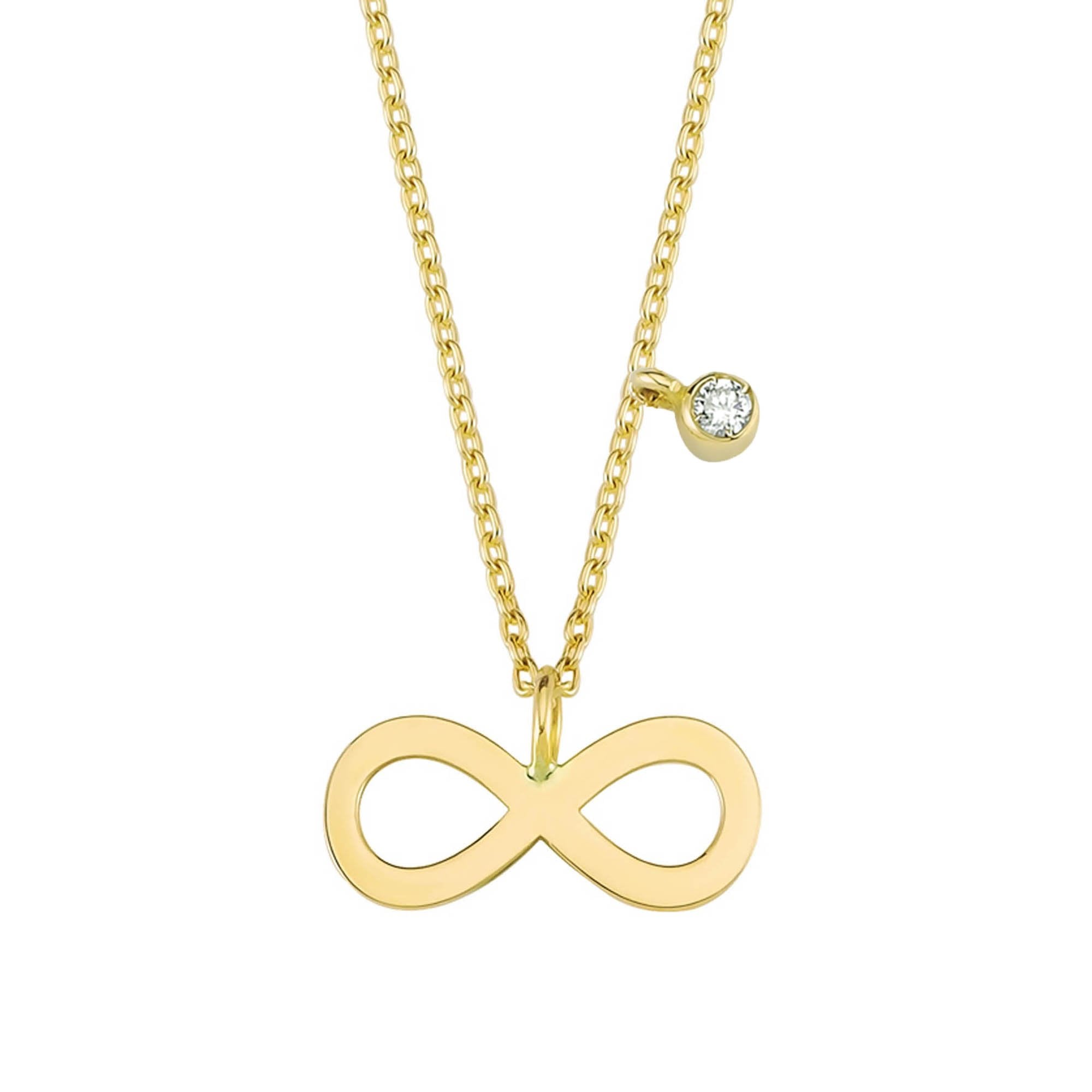 Thin Gold Infinity Charm Necklace with Diamond