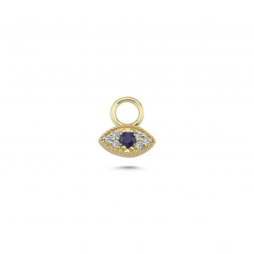 Tiny Evil Eye Charm with Diamond and Sapphire