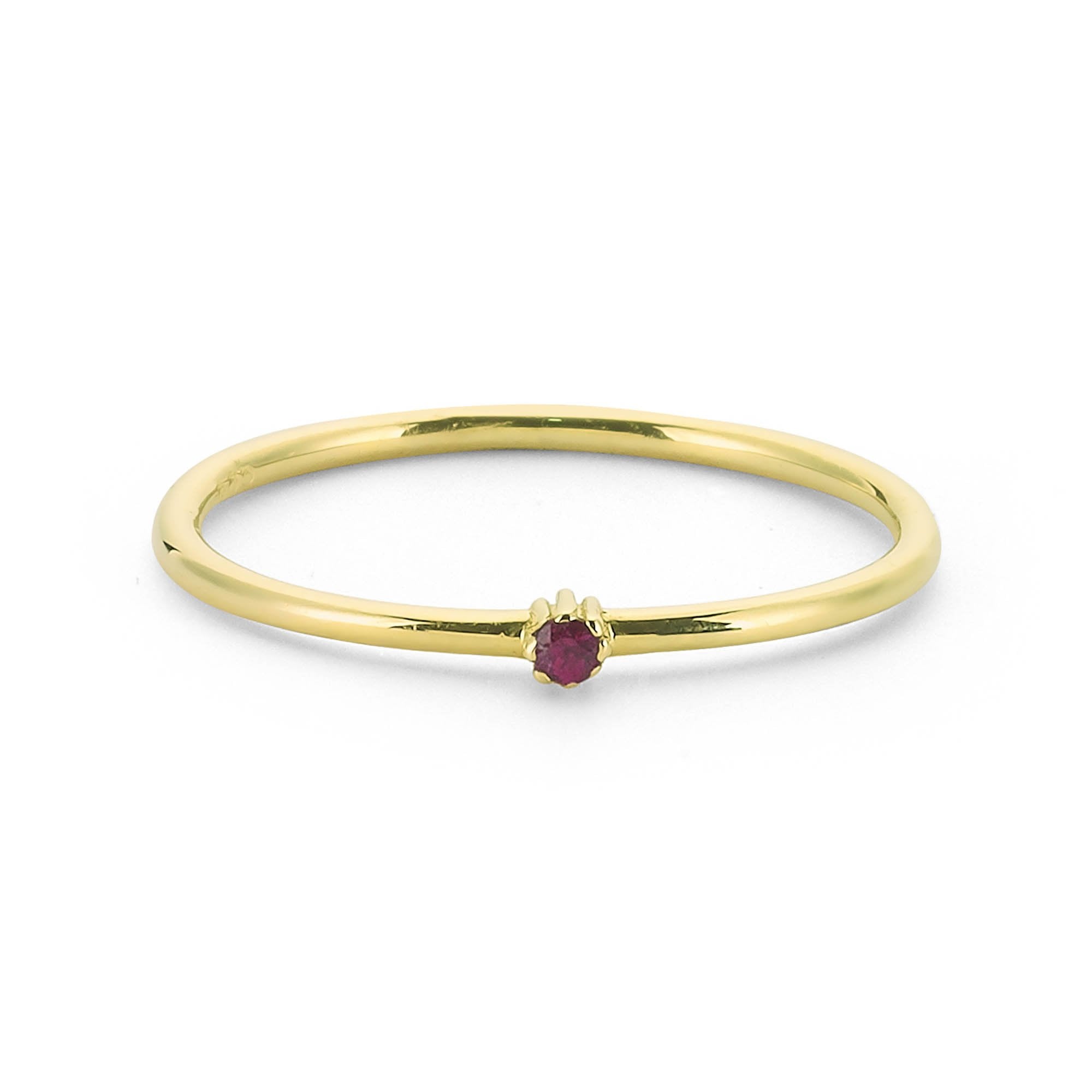 Tiny Round Ruby Stacking Ring in Gold