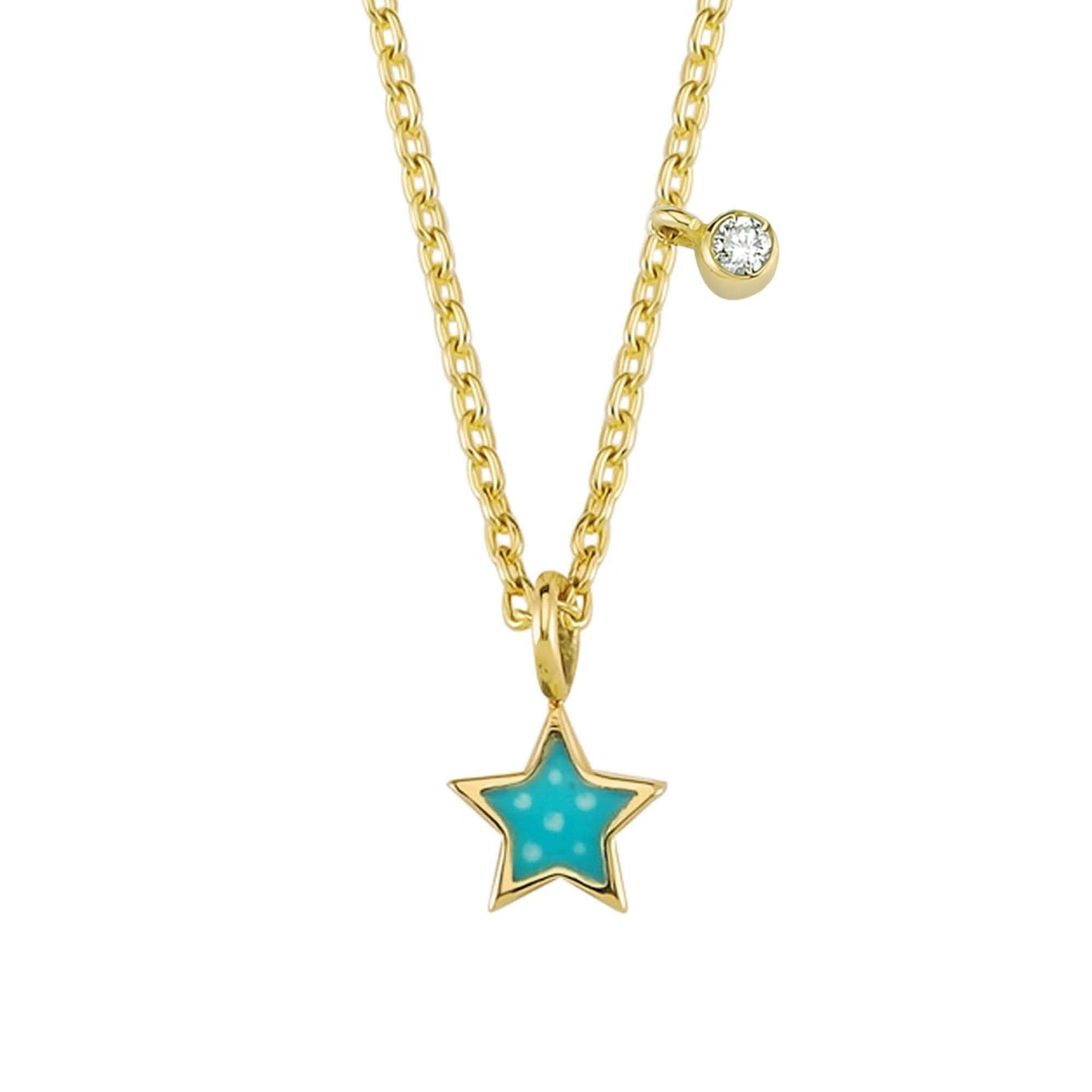 Tiny Star Charm Necklace with Small Diamond