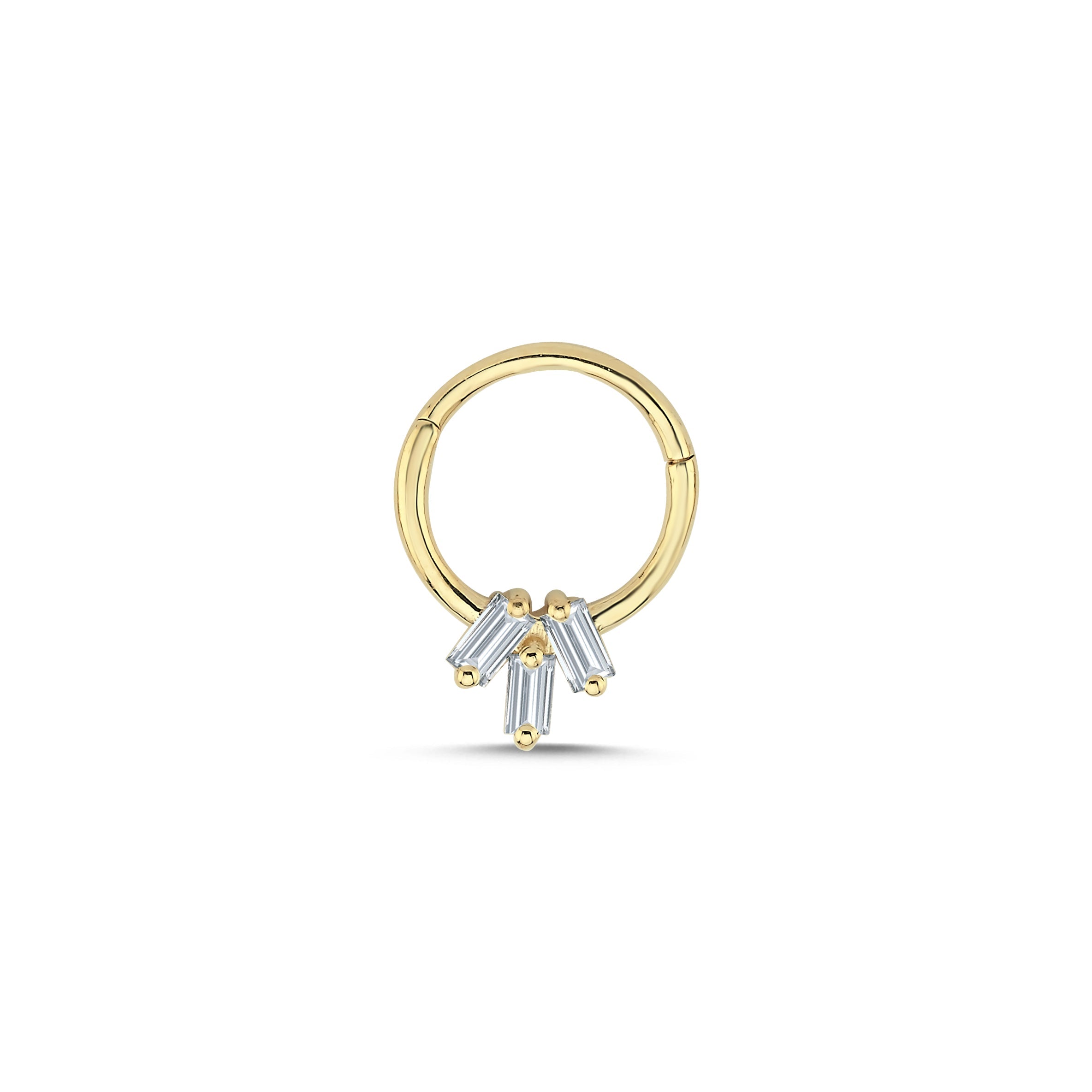 Trio Baguette Diamond Helix Earring