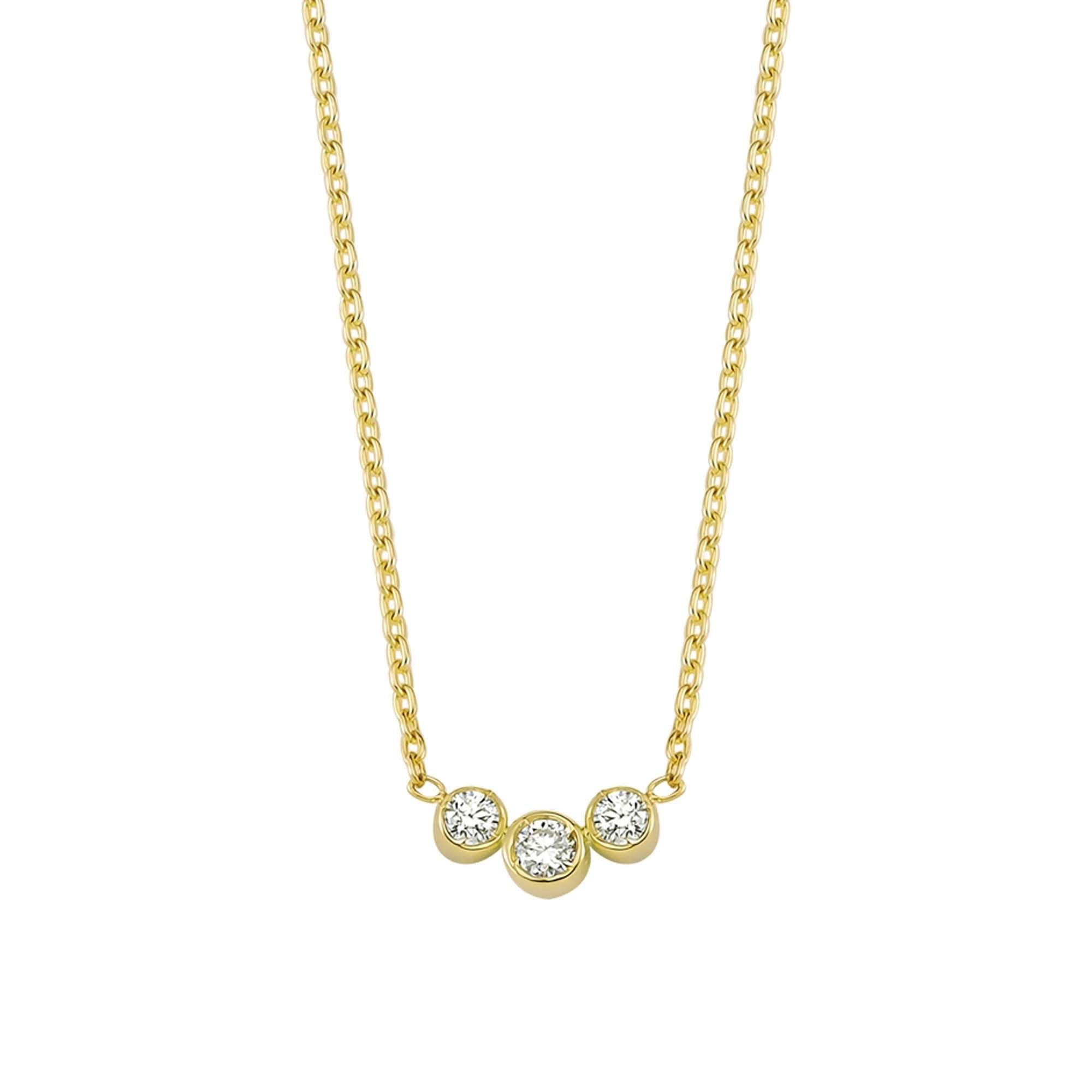 Trio Bezel Diamond Choker Necklace in Real Gold