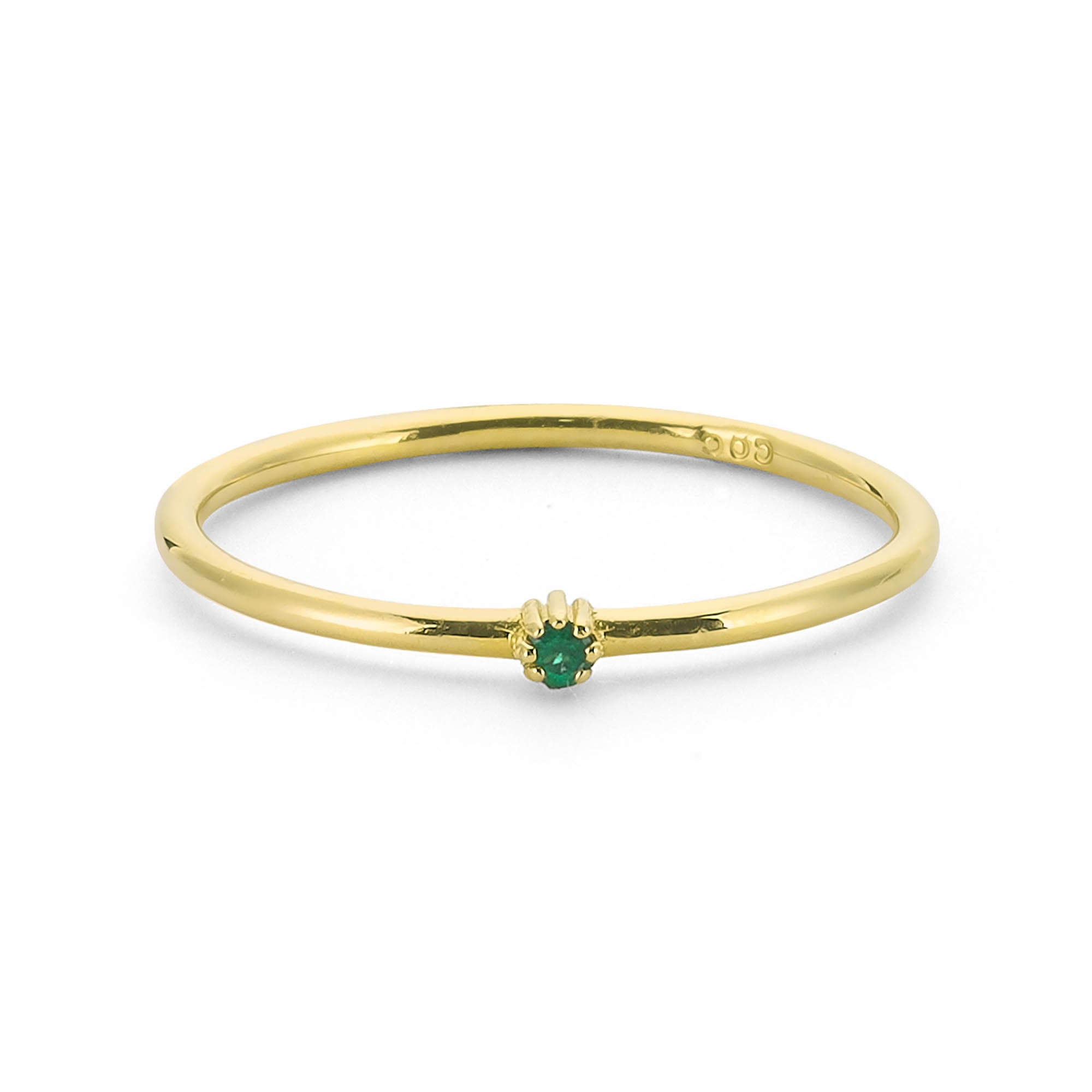 Ultra Thin Bezel Set Emerald Ring in Gold
